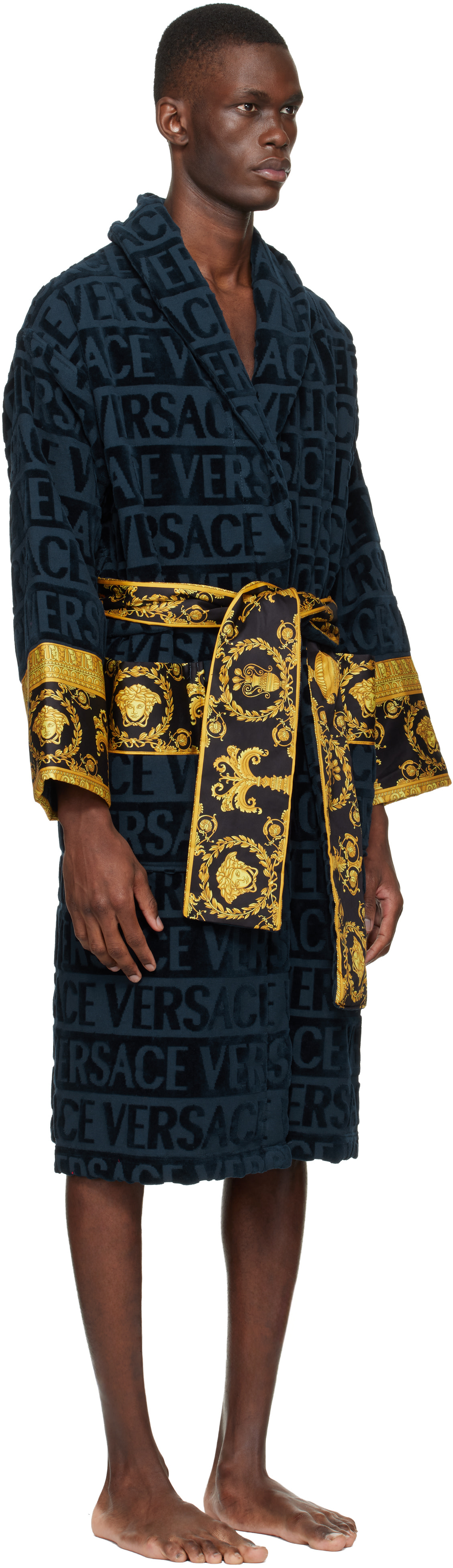 Versace - Navy 'I Heart Baroque' Bathrobe