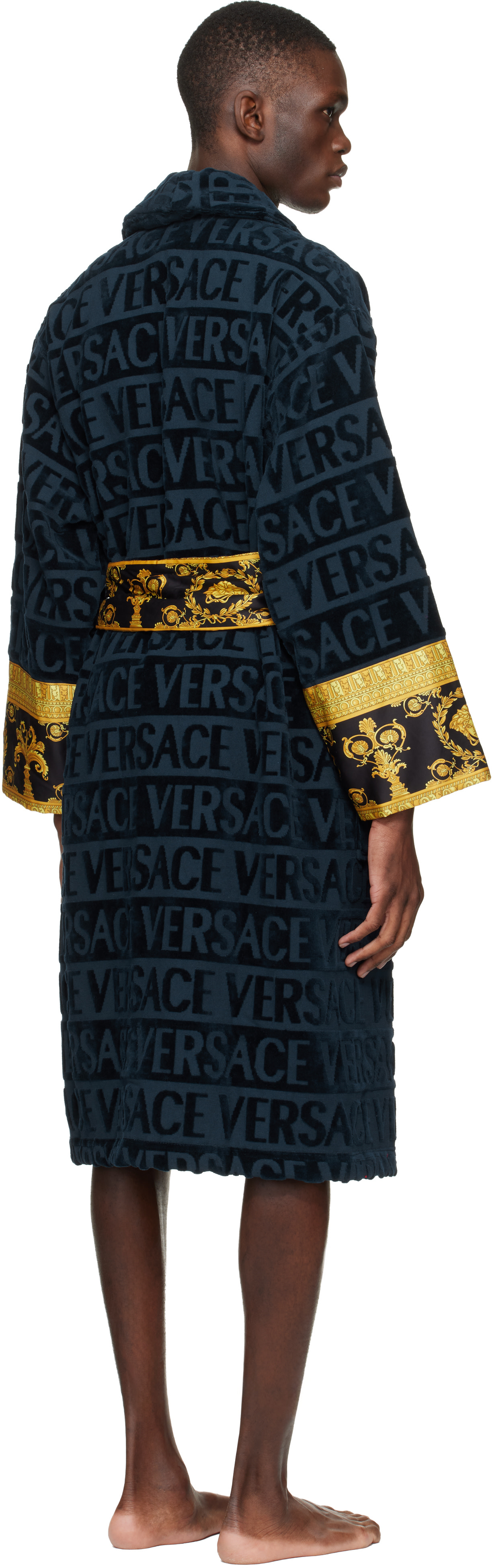 Versace - Navy 'I Heart Baroque' Bathrobe