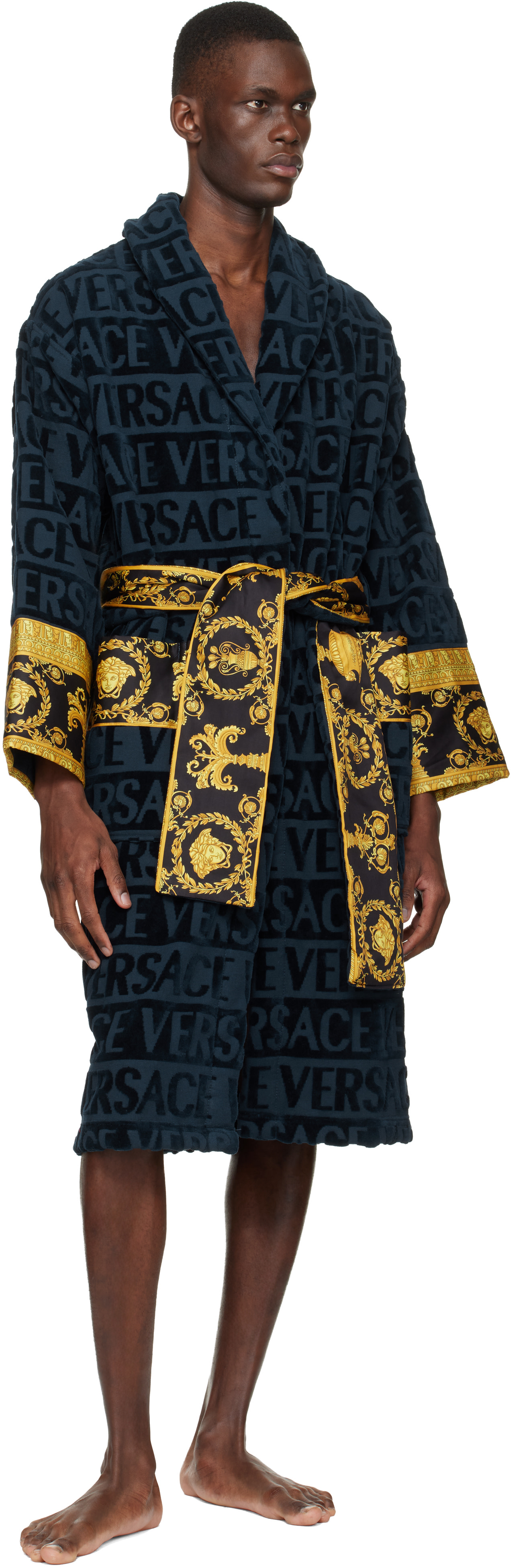 Versace - Navy 'I Heart Baroque' Bathrobe