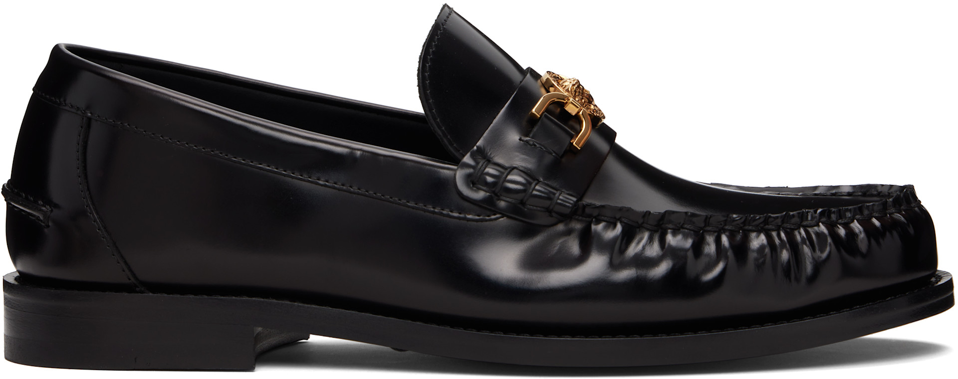 Versace: ブラック メドゥーサ '95 レザー ローファー | SSENSE 日本
