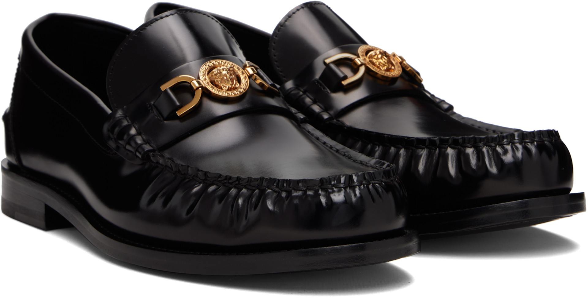 Versace: ブラック メドゥーサ '95 レザー ローファー | SSENSE 日本