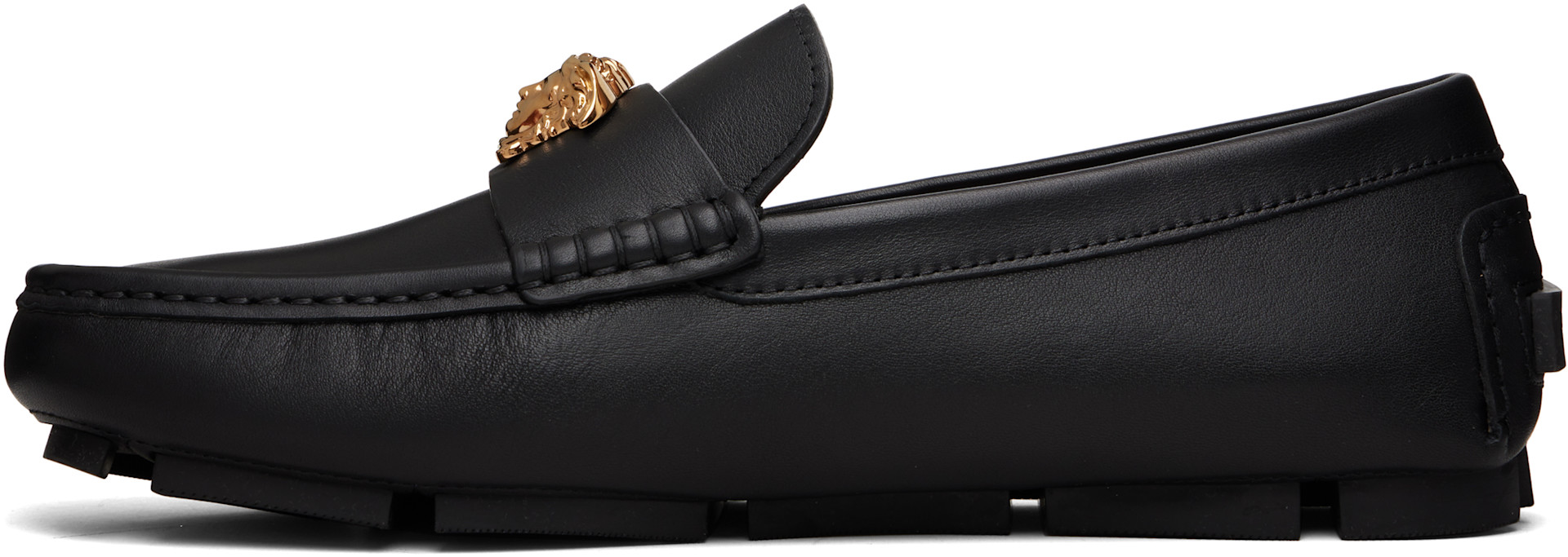 Versace - Black 'La Medusa' Leather Driver Loafers