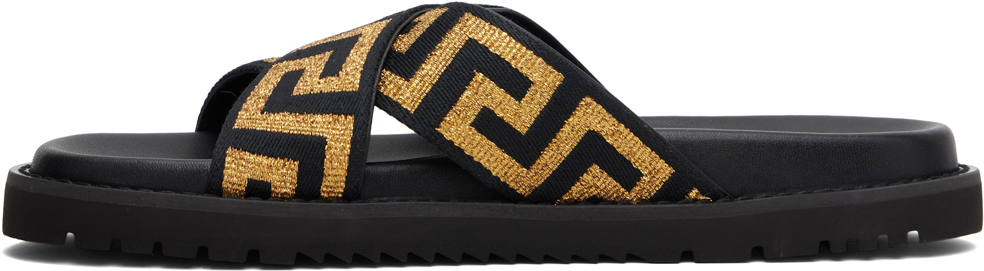 Versace - Black Jacquard Nappa Sandals