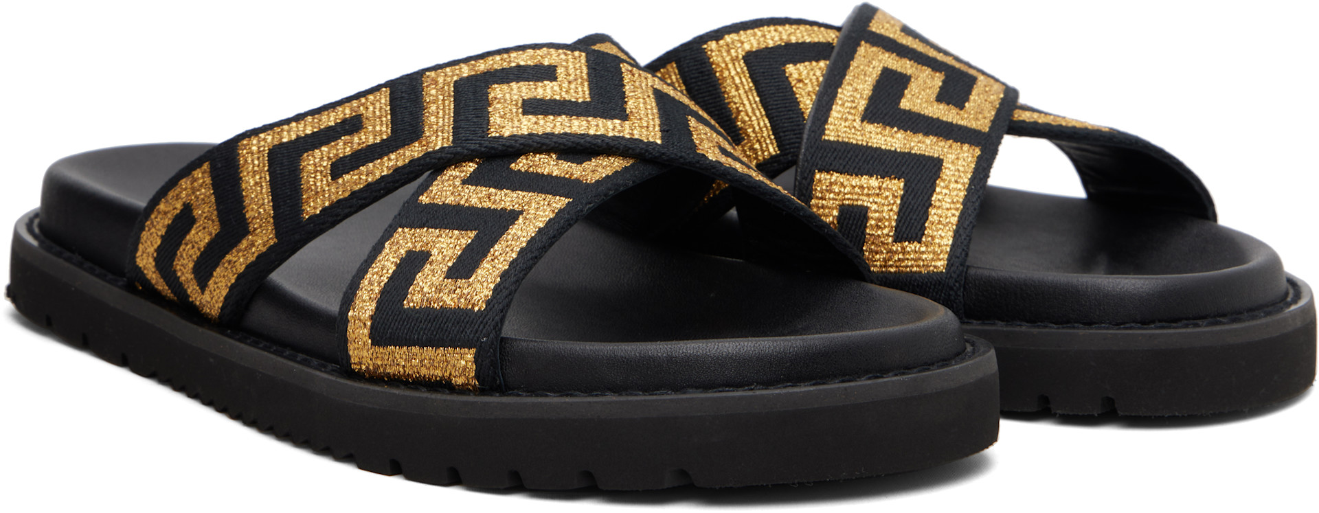 Versace - Black Jacquard Nappa Sandals
