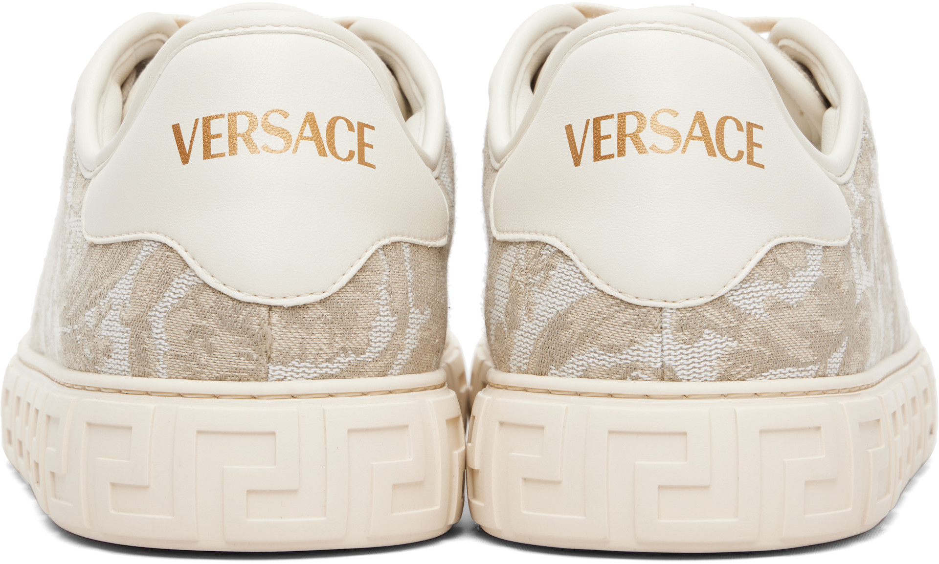 Versace - Beige Greca Jacquard Canvas Sneakers
