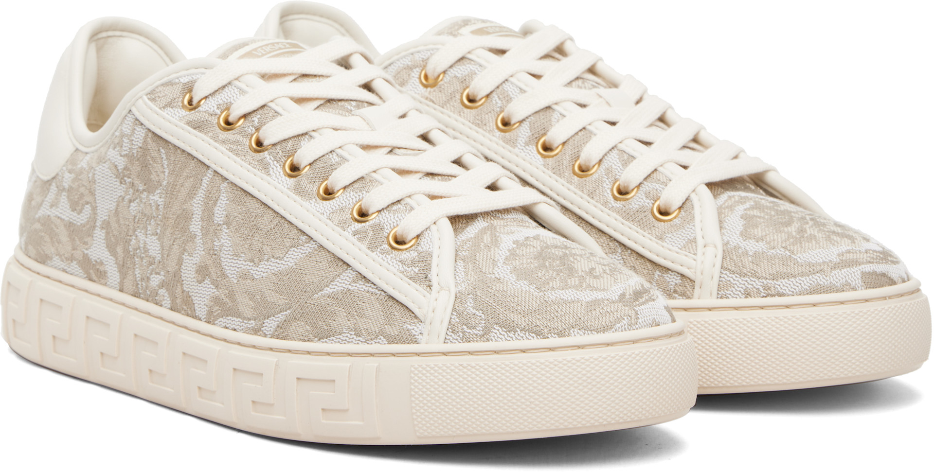 Versace - Beige Greca Jacquard Canvas Sneakers