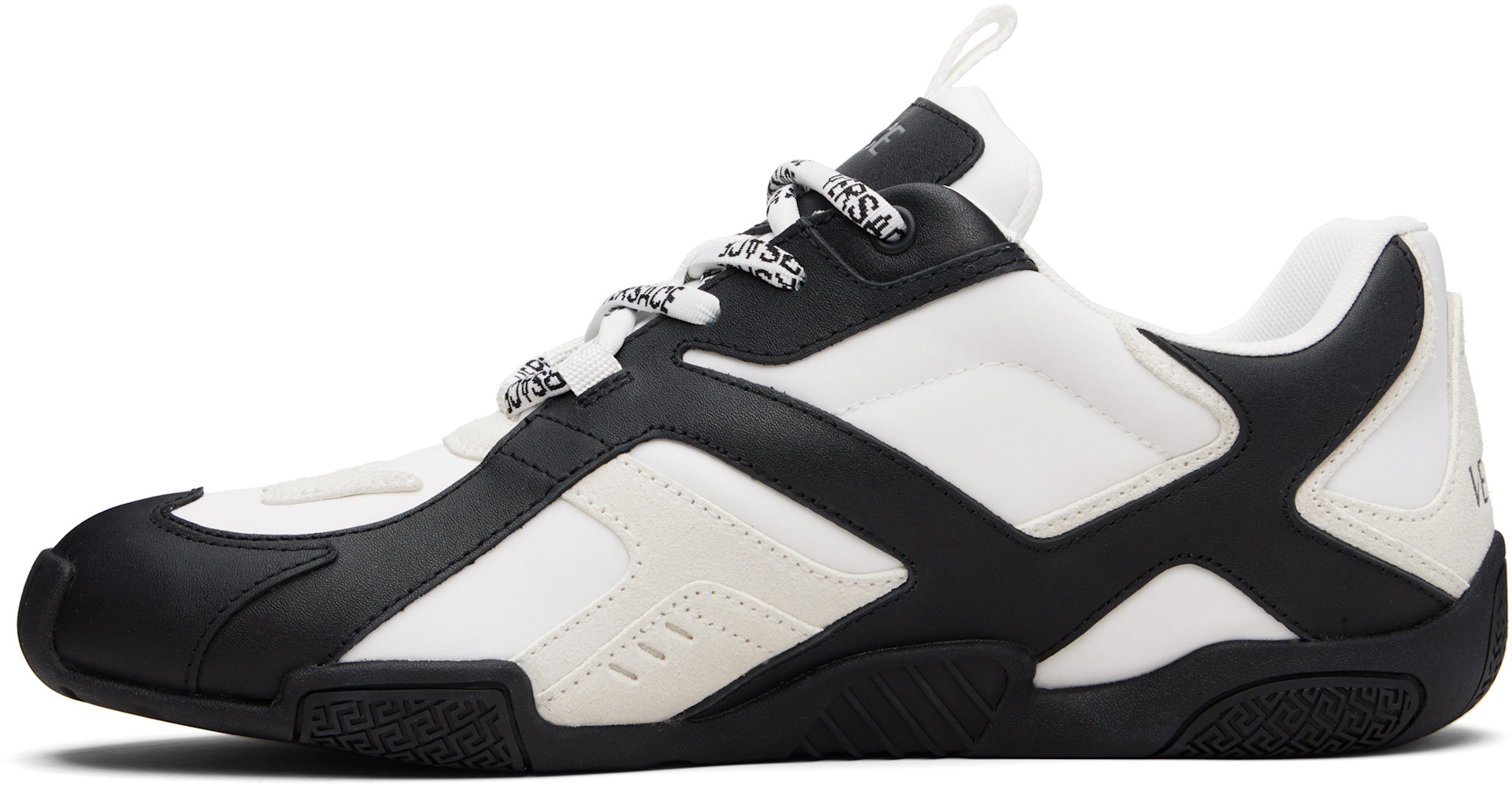 Versace: Black & White Galaxia Leather Sneakers | SSENSE