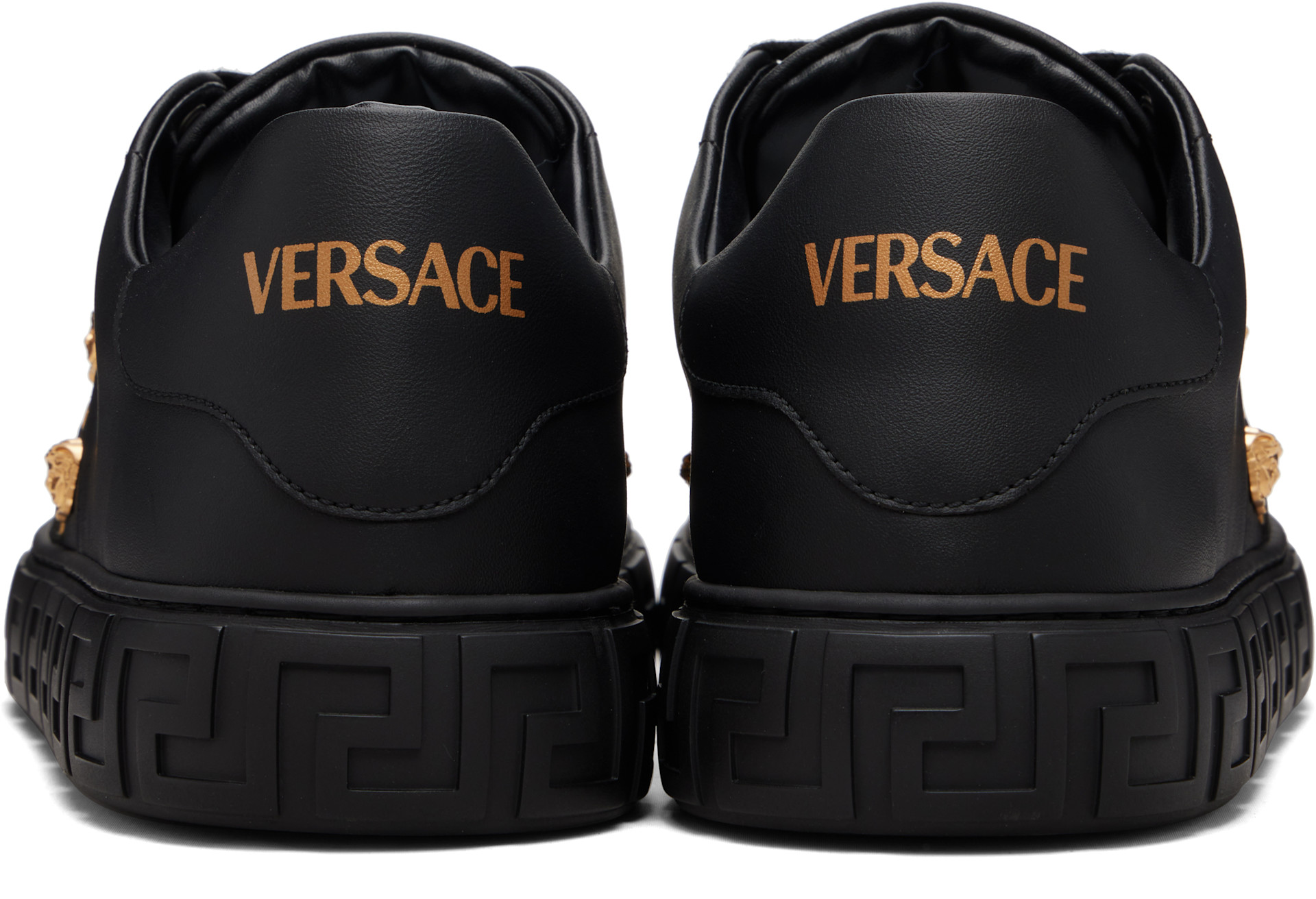 Versace - Black Greca Embellished Nylon Faux-Leather Sneakers