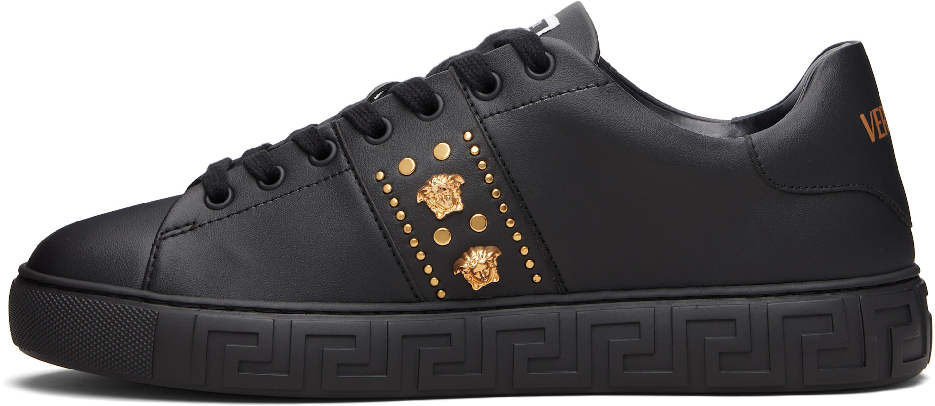 Versace - Black Greca Embellished Nylon Faux-Leather Sneakers