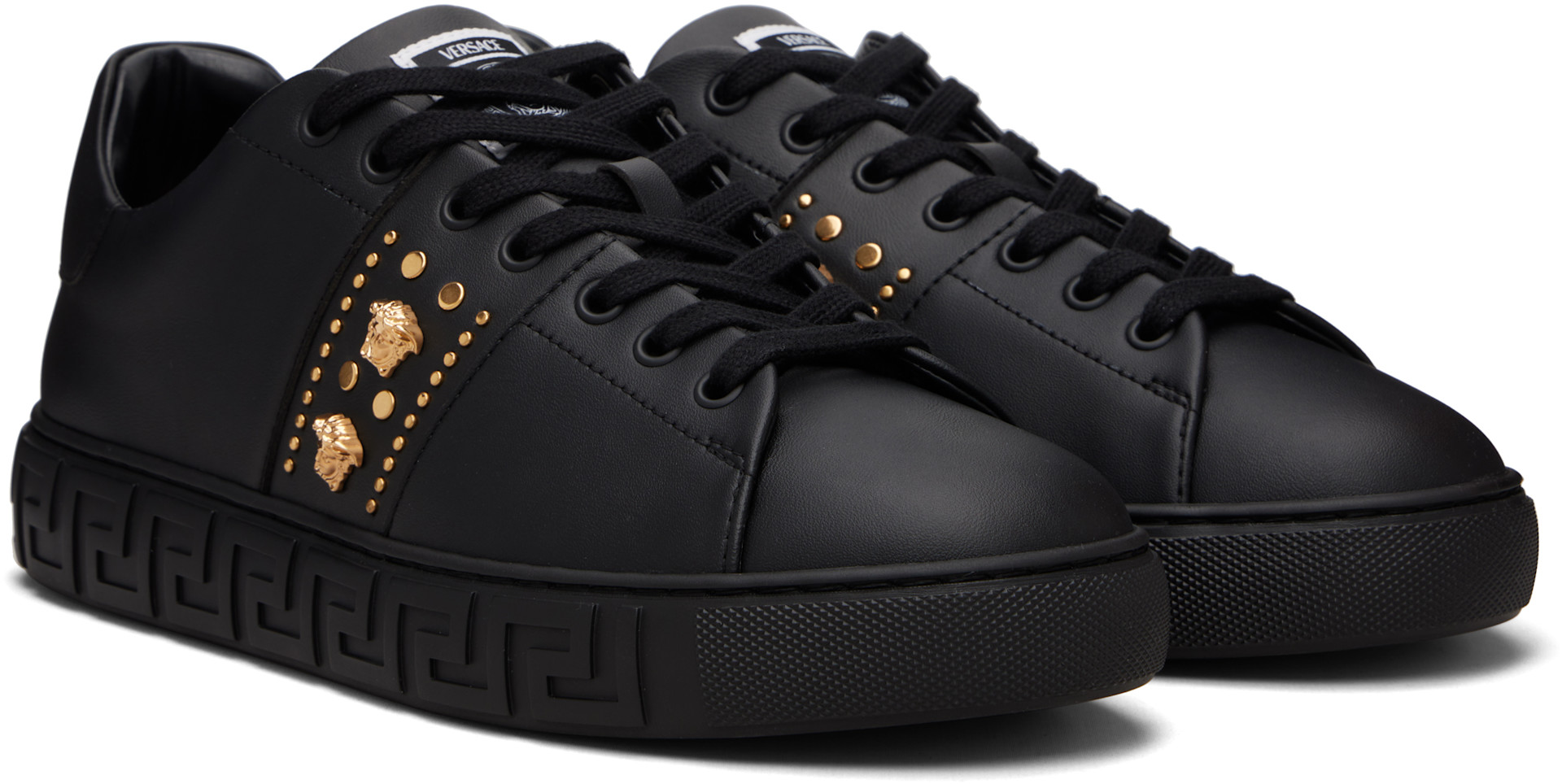 Versace - Black Greca Embellished Nylon Faux-Leather Sneakers