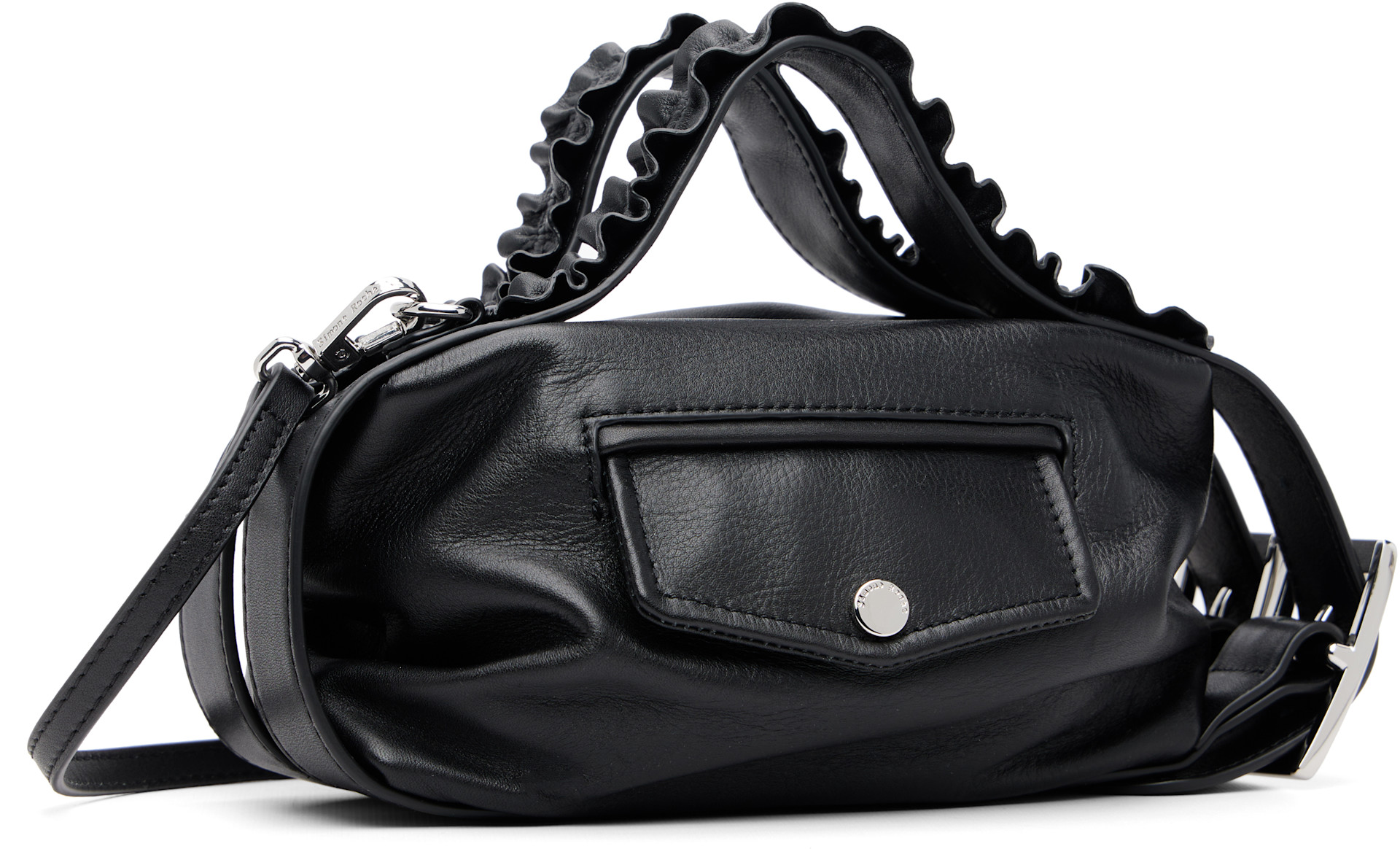 Simone Rocha: Black Mini Biker Frill Belt Bag | SSENSE Canada