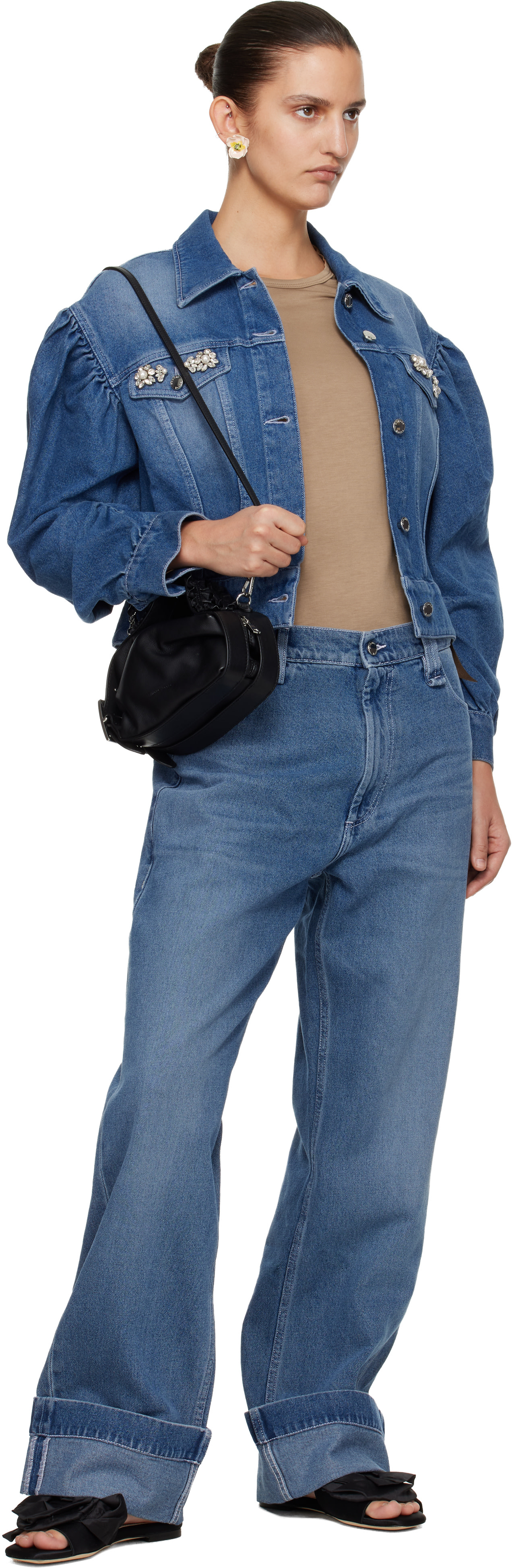Simone Rocha: Black Mini Biker Frill Belt Bag | SSENSE