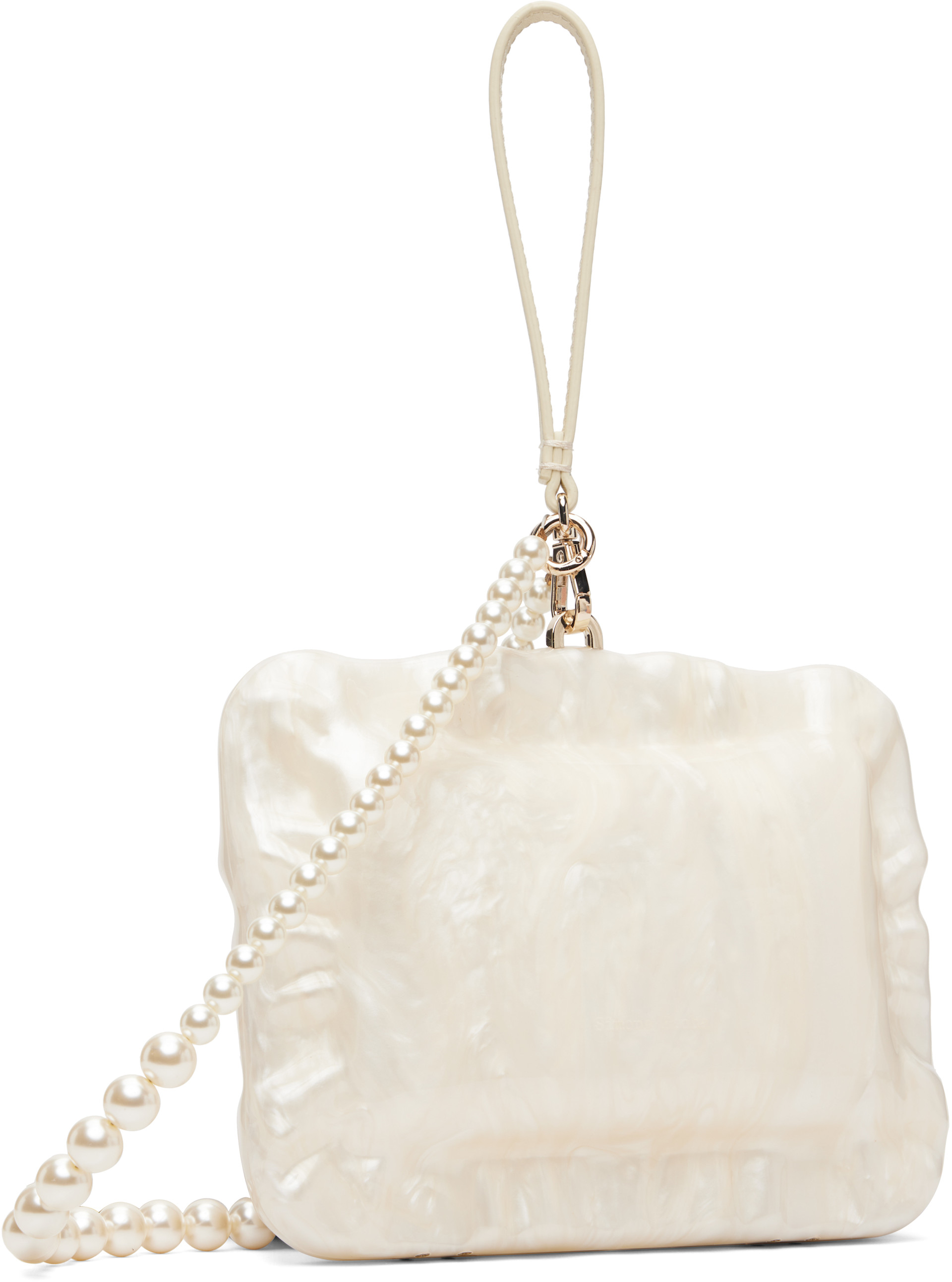 Simone Rocha: ホワイト Pearl Pillowcase クロスボディバッグ