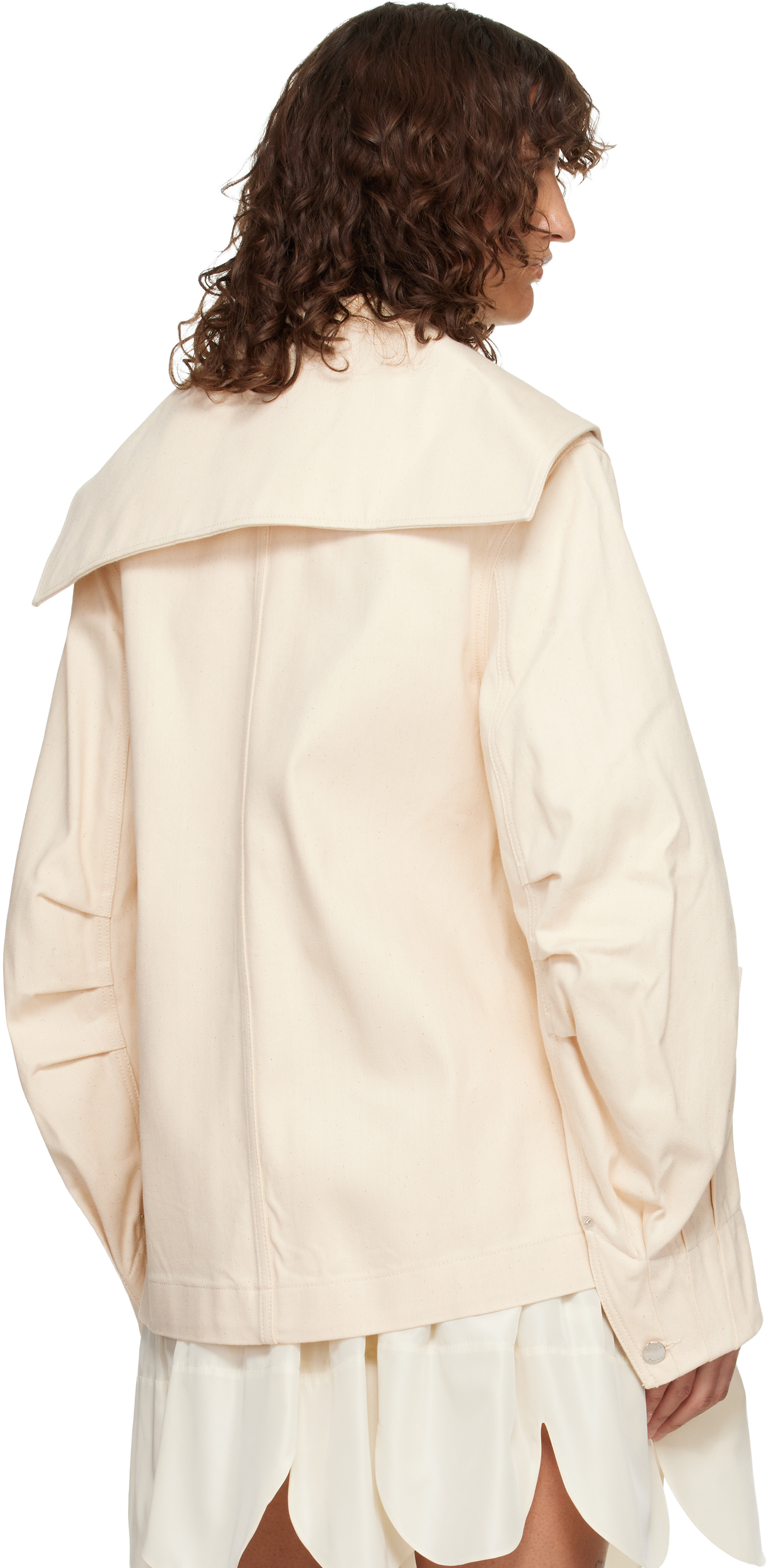 Simone Rocha - 오프 화이트 세일러 칼라 워크웨어 리본 데님 재킷