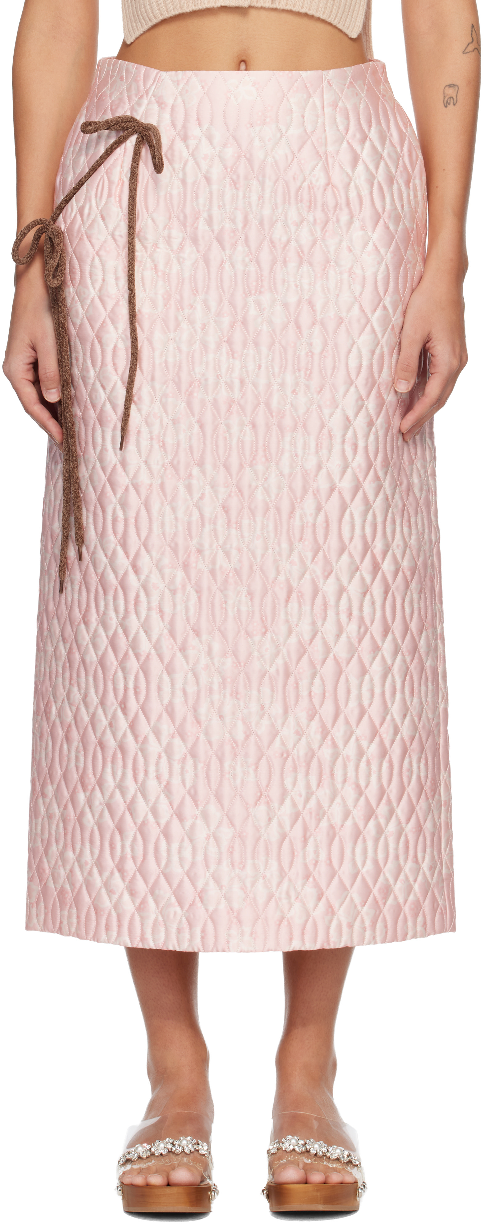 Simone Rocha - Jupe midi crayon décentrée matelassée rose