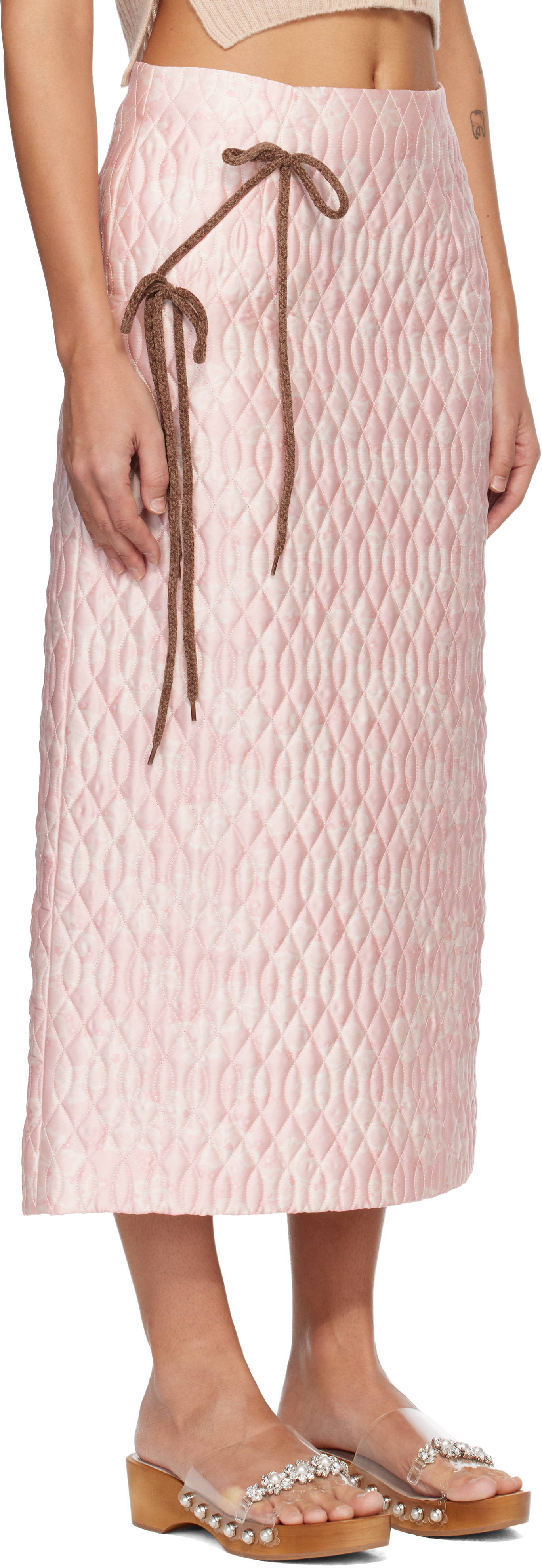 Simone Rocha - Jupe midi crayon décentrée matelassée rose