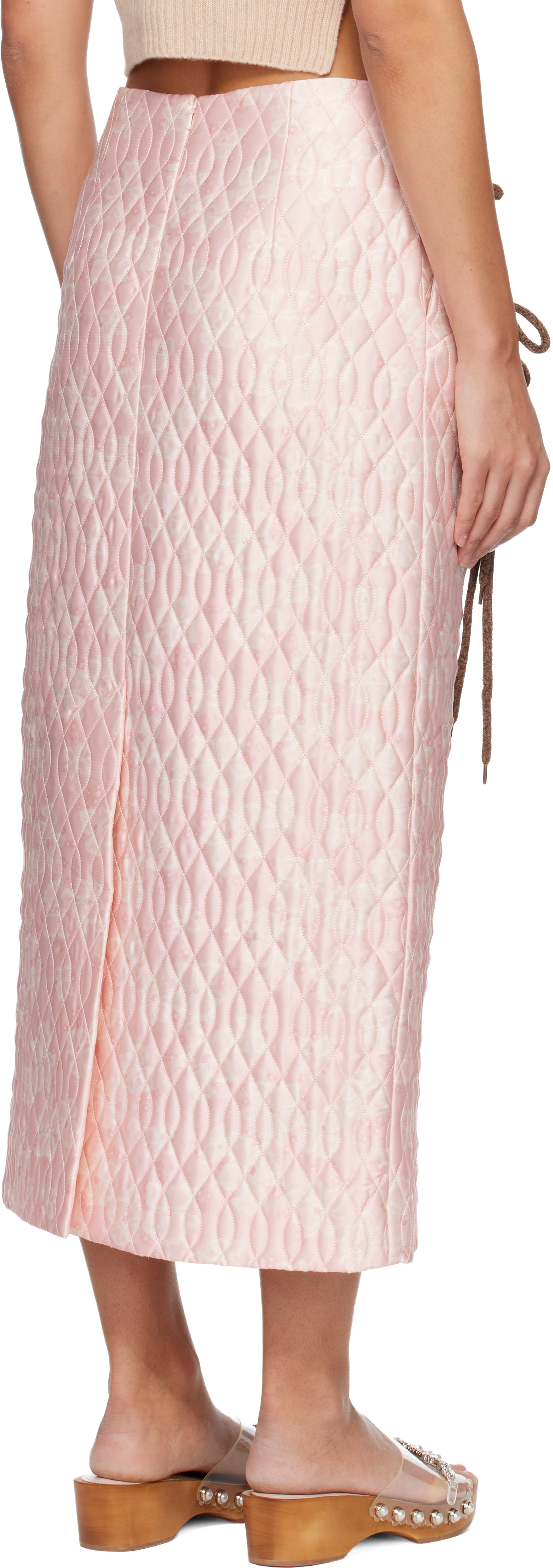 Simone Rocha - Jupe midi crayon décentrée matelassée rose