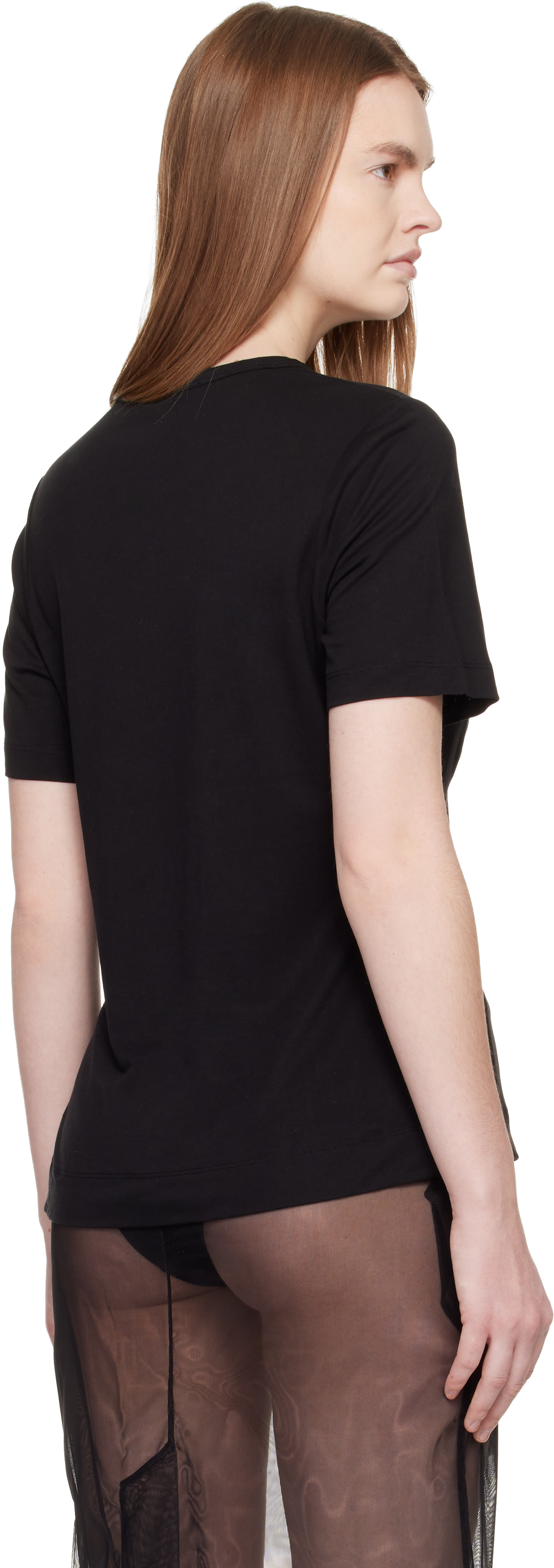 Simone Rocha: Black Gathered Bust Bow T-shirt | SSENSE