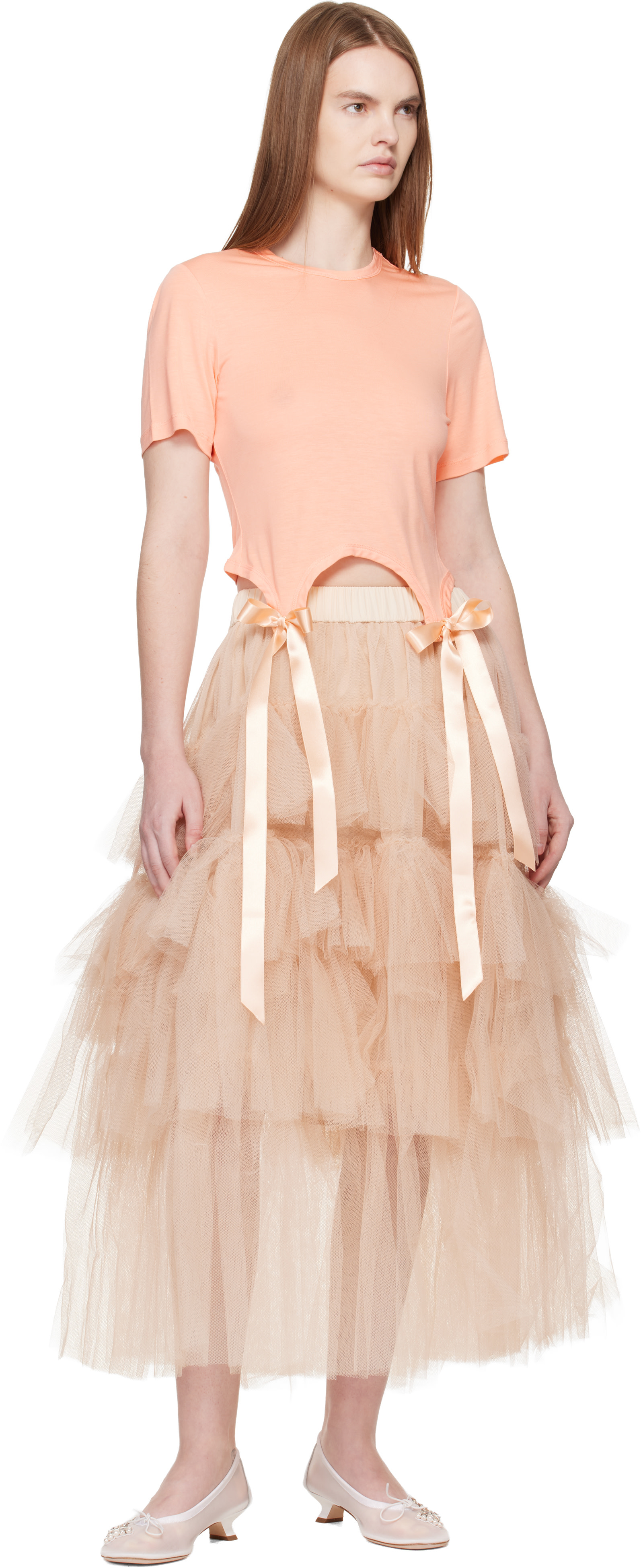 Simone Rocha - T-shirt rose à boucles prolongées