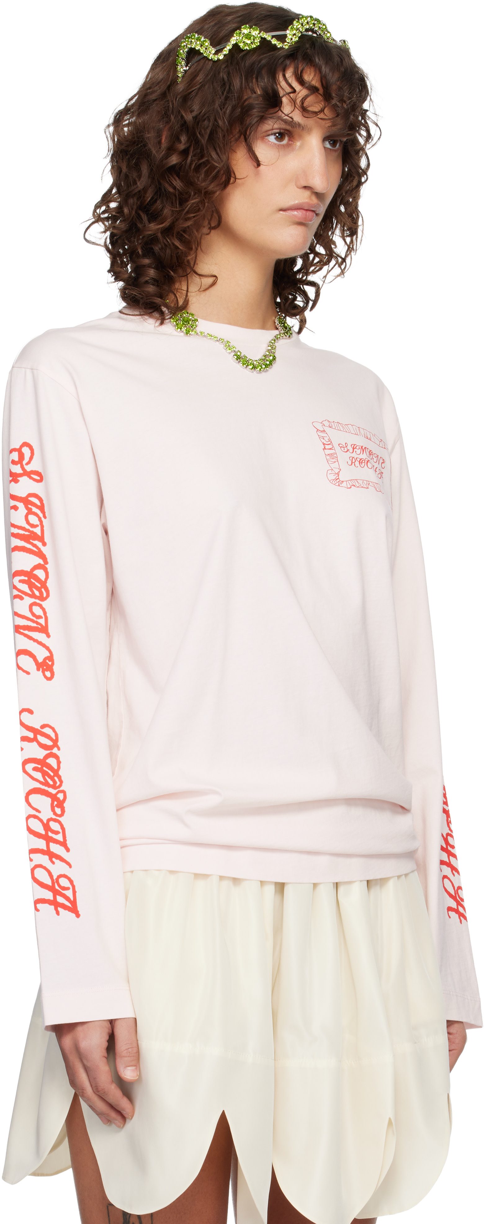 Simone Rocha: Pink Pillowcase Logo Print Long Sleeve T-shirt | SSENSE