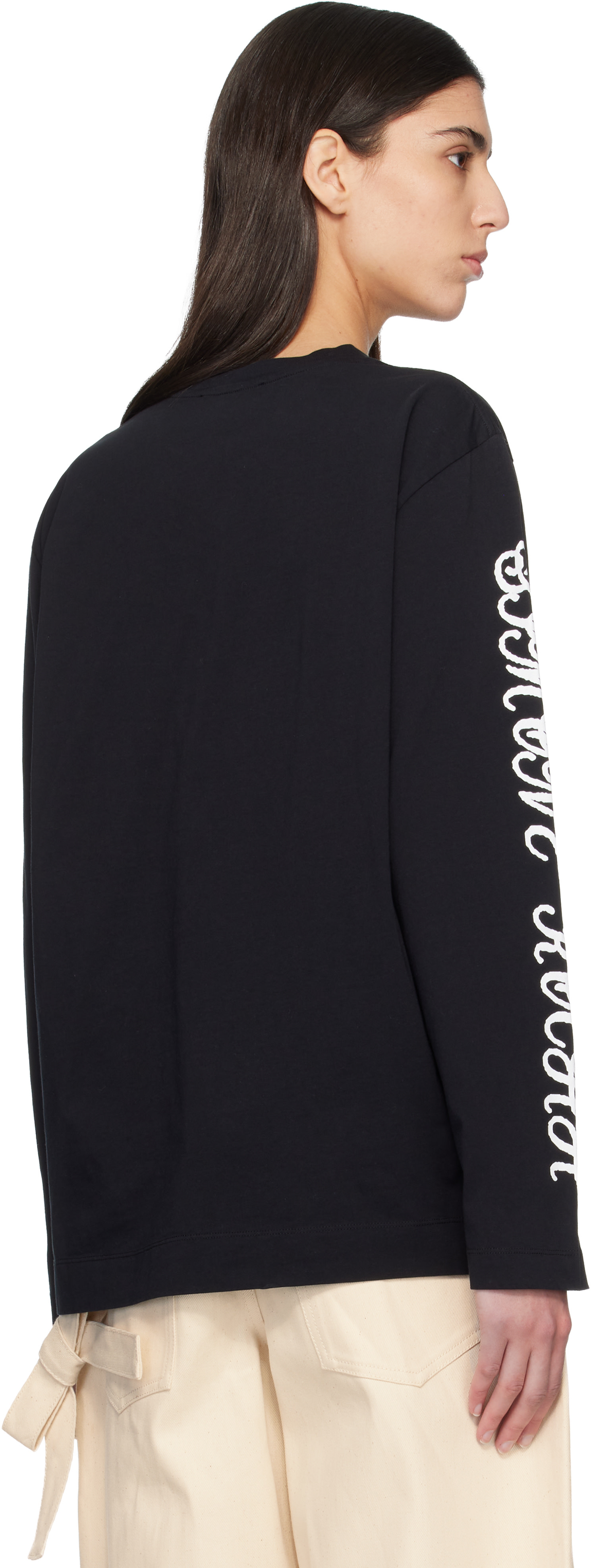 Simone Rocha: Black Dim Sum Logo Print Long Sleeve T-shirt | SSENSE