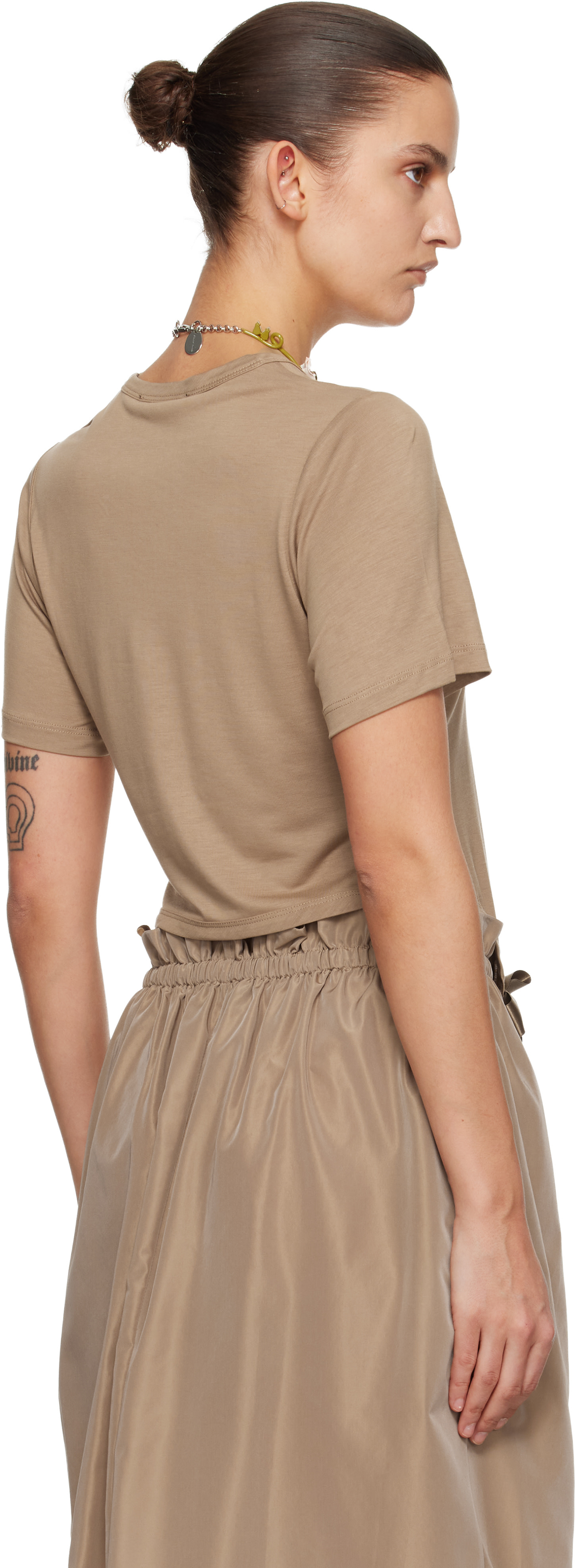 Simone Rocha - T-shirt brun clair à boucles prolongées