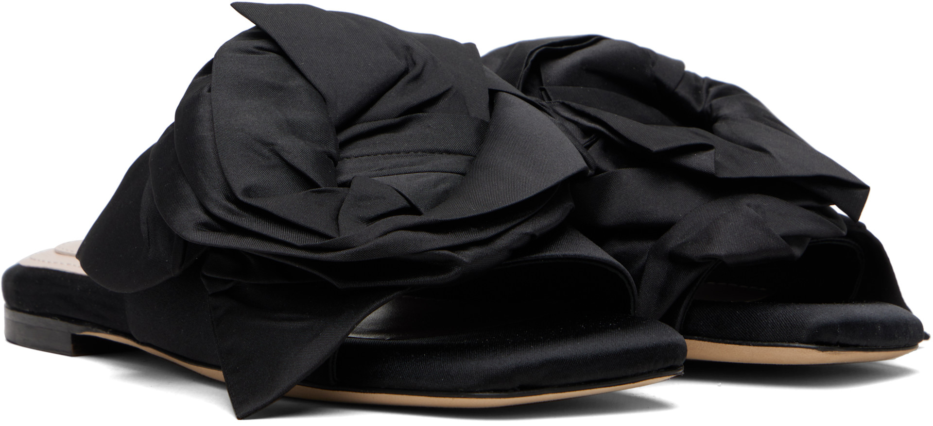 Simone Rocha: ブラック Pressed Rosette スライド | SSENSE 日本