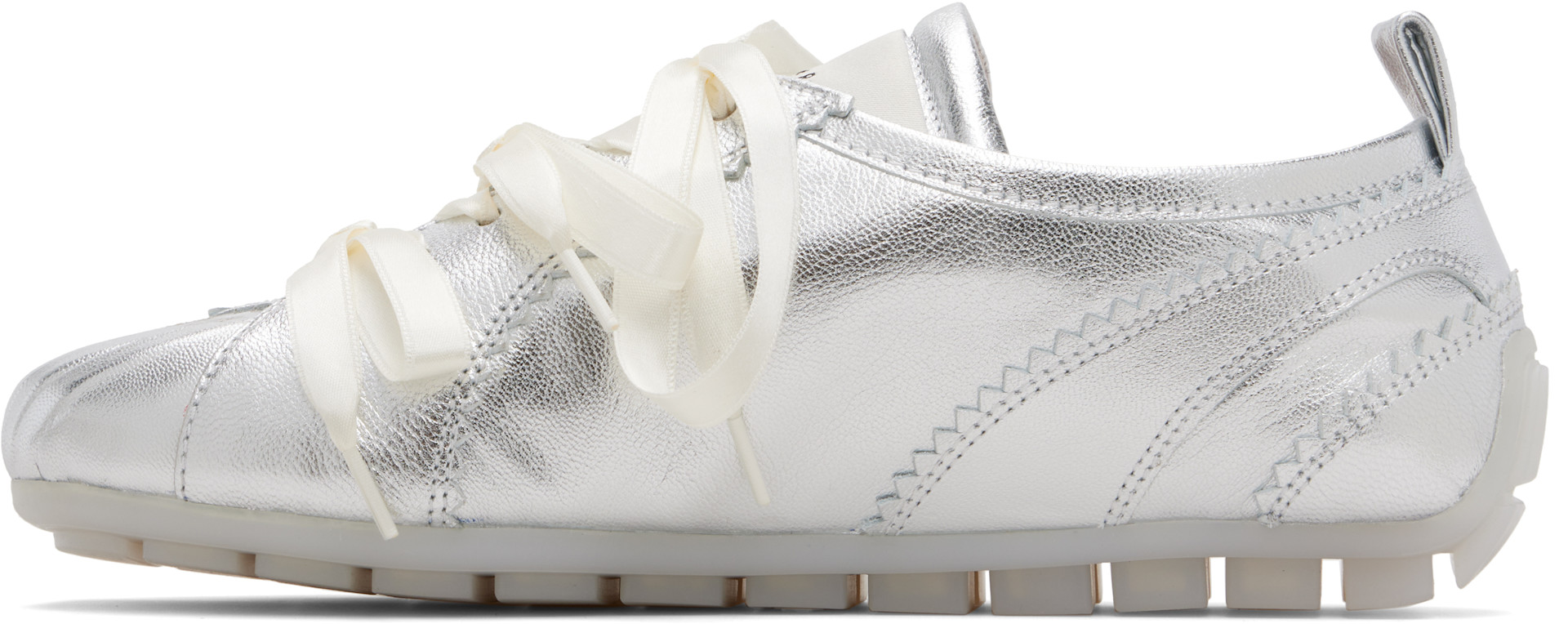 Simone Rocha - Baskets de style ballerine argentées à semelle crantée