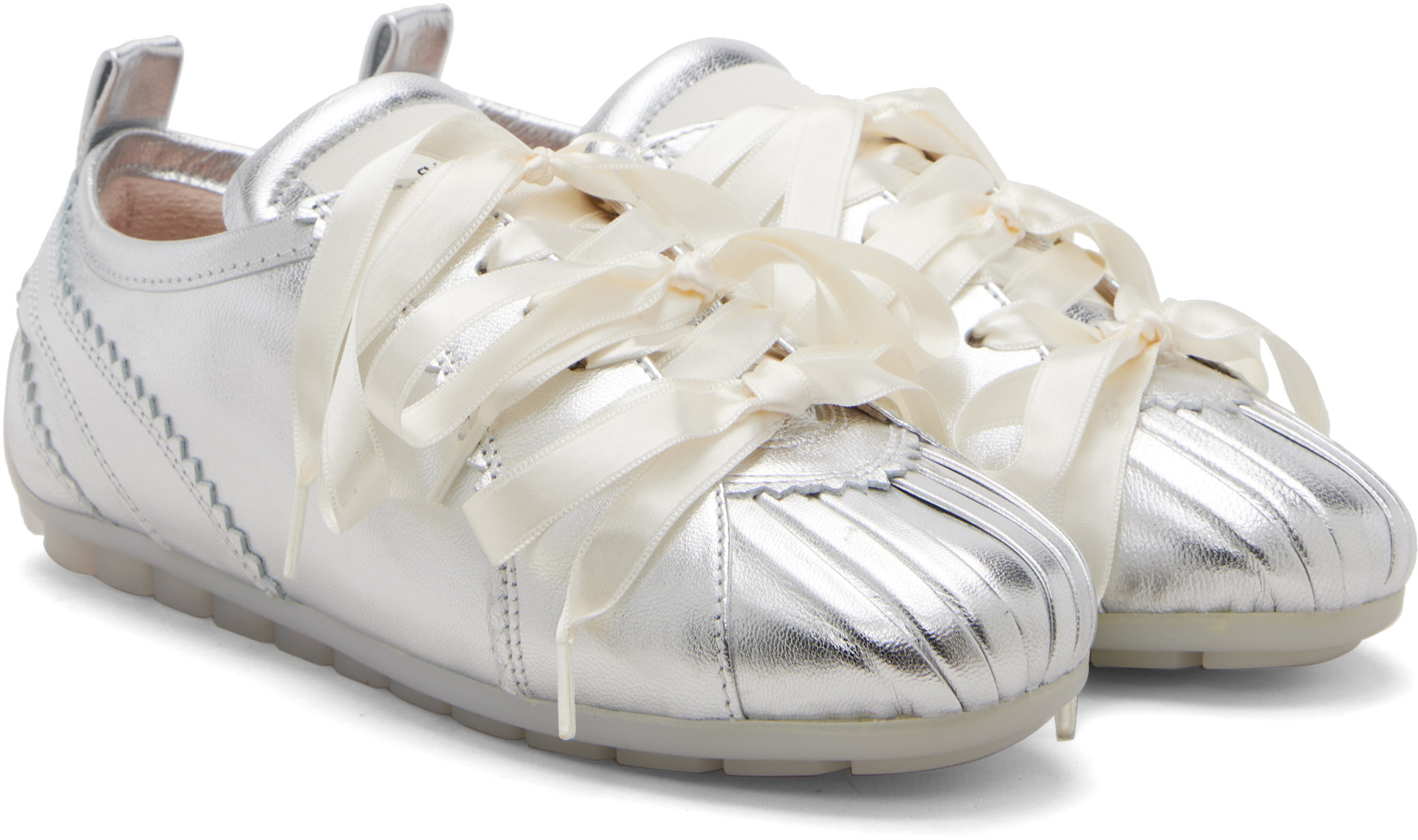 Simone Rocha - Baskets de style ballerine argentées à semelle crantée