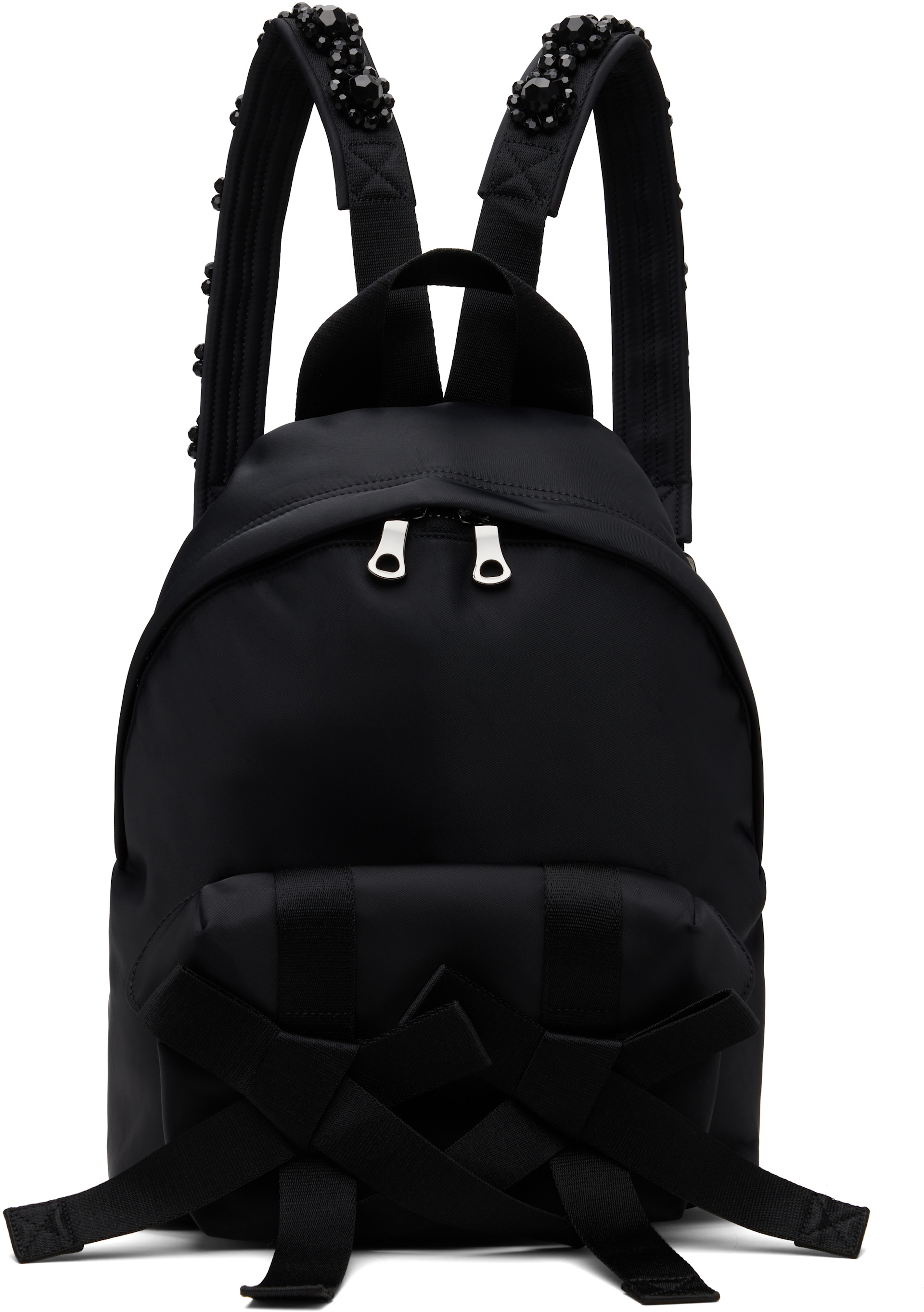 Simone Rocha - Black Beaded Utility Bow Backpack