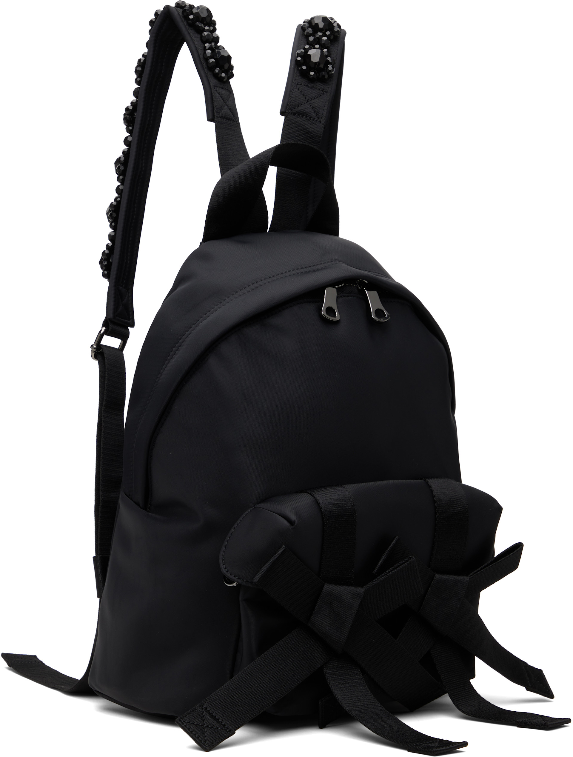 Simone Rocha - Black Beaded Utility Bow Backpack