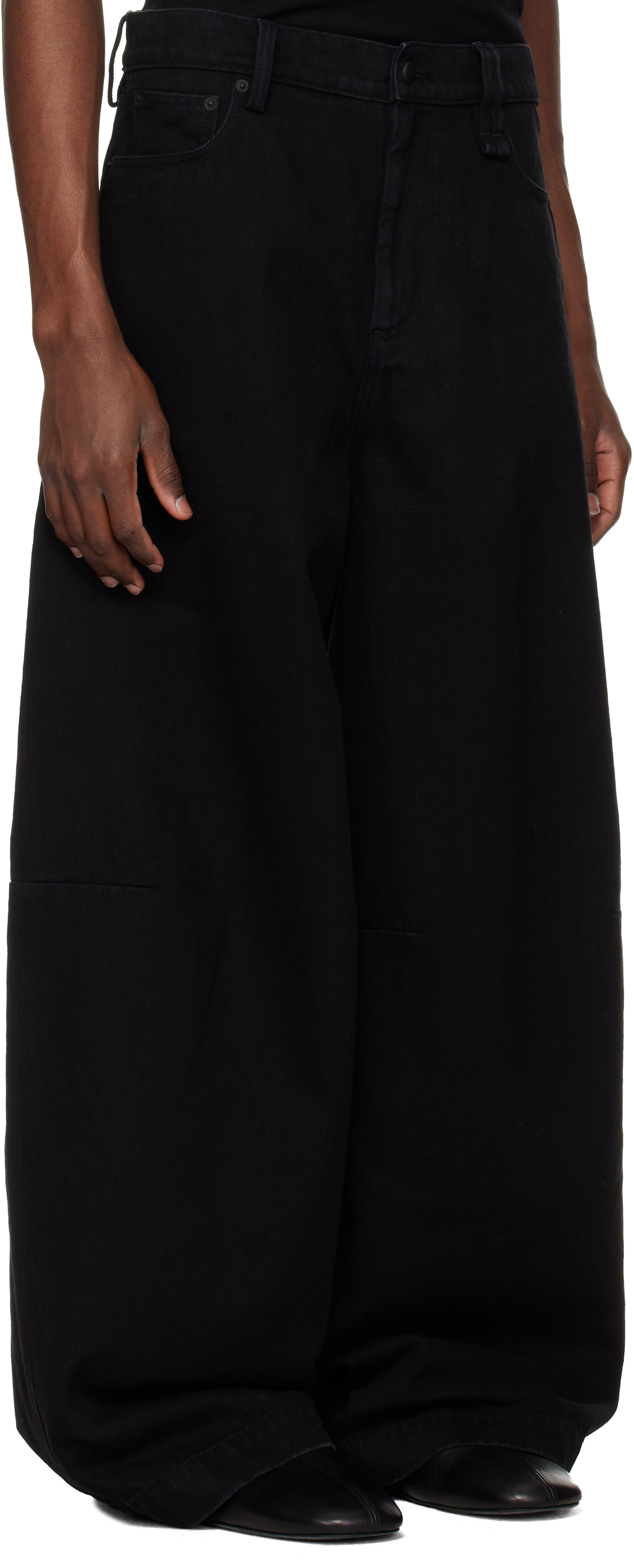 Simone Rocha - Black Wide Leg Puddle Bow Loop Jeans