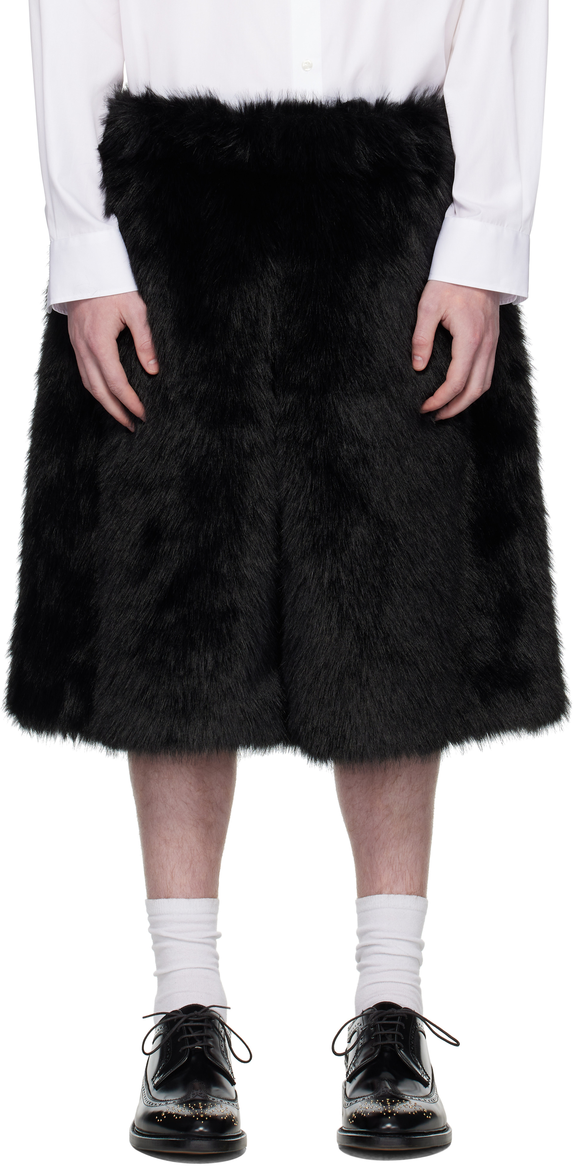 【試着のみ】SIMONE ROCHA バルーン ショートパンツ【未使用】 Simone Rocha: SSENSE限定 ブラック フェイクファー ショートパンツ