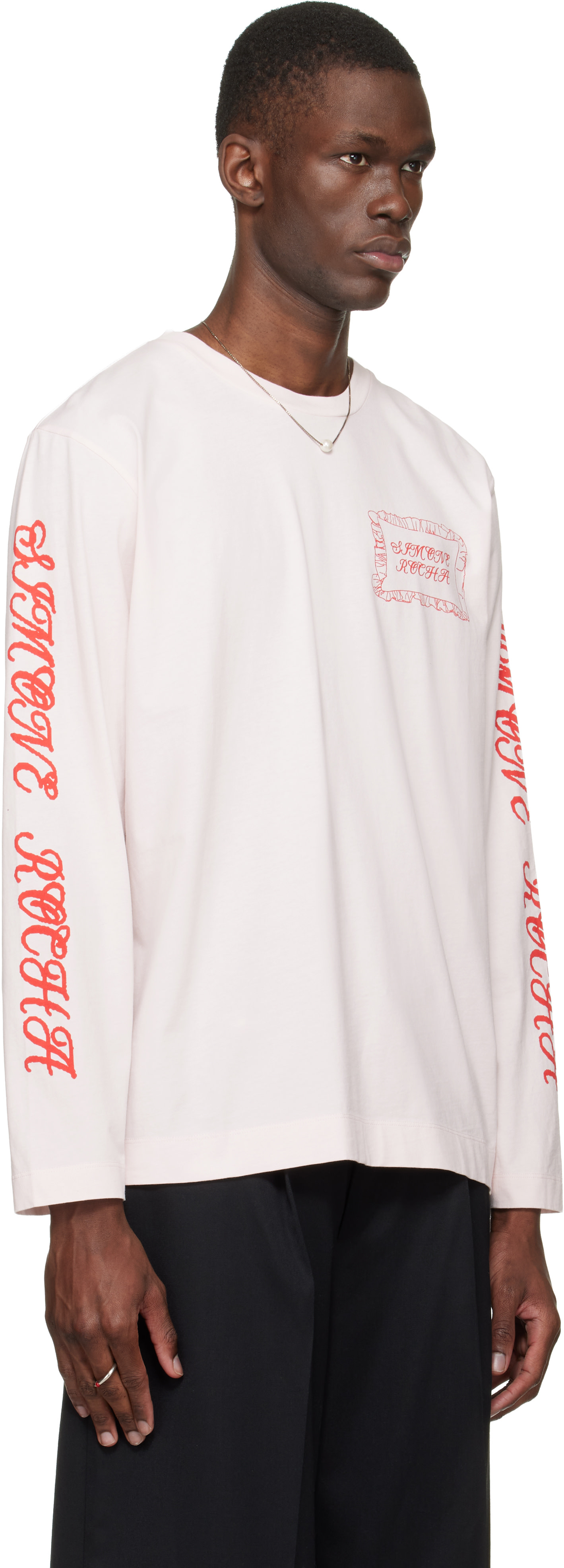Simone Rocha: ピンク Pillowcase Logo Print 長袖Tシャツ | SSENSE 日本