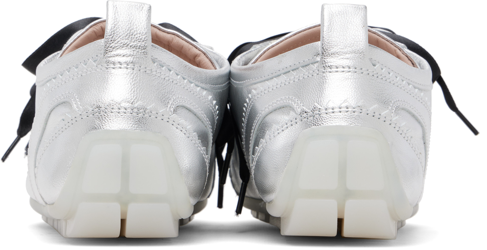 Simone Rocha - Baskets de style ballerine argentées à semelle crantée