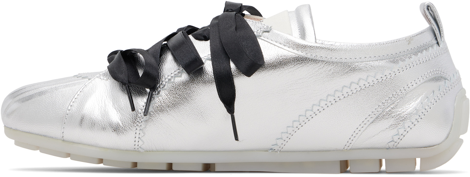 Simone Rocha - Baskets de style ballerine argentées à semelle crantée