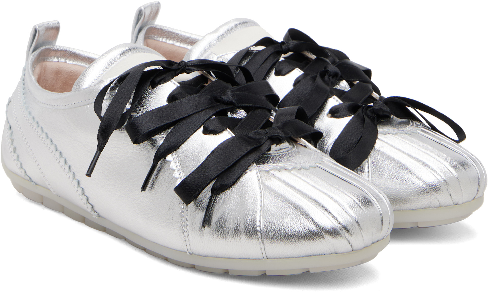 Simone Rocha - Baskets de style ballerine argentées à semelle crantée