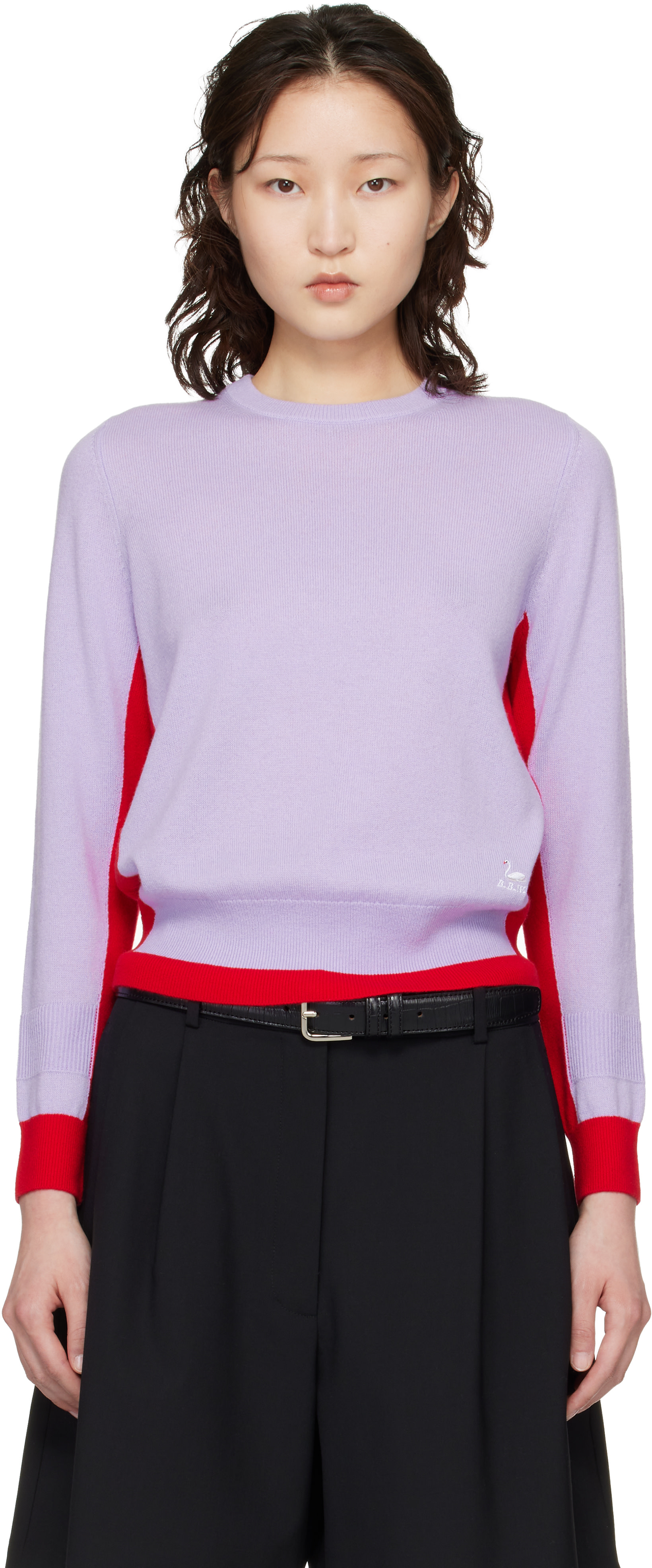 B.B. Wallace - Pull Hockney mauve et rouge