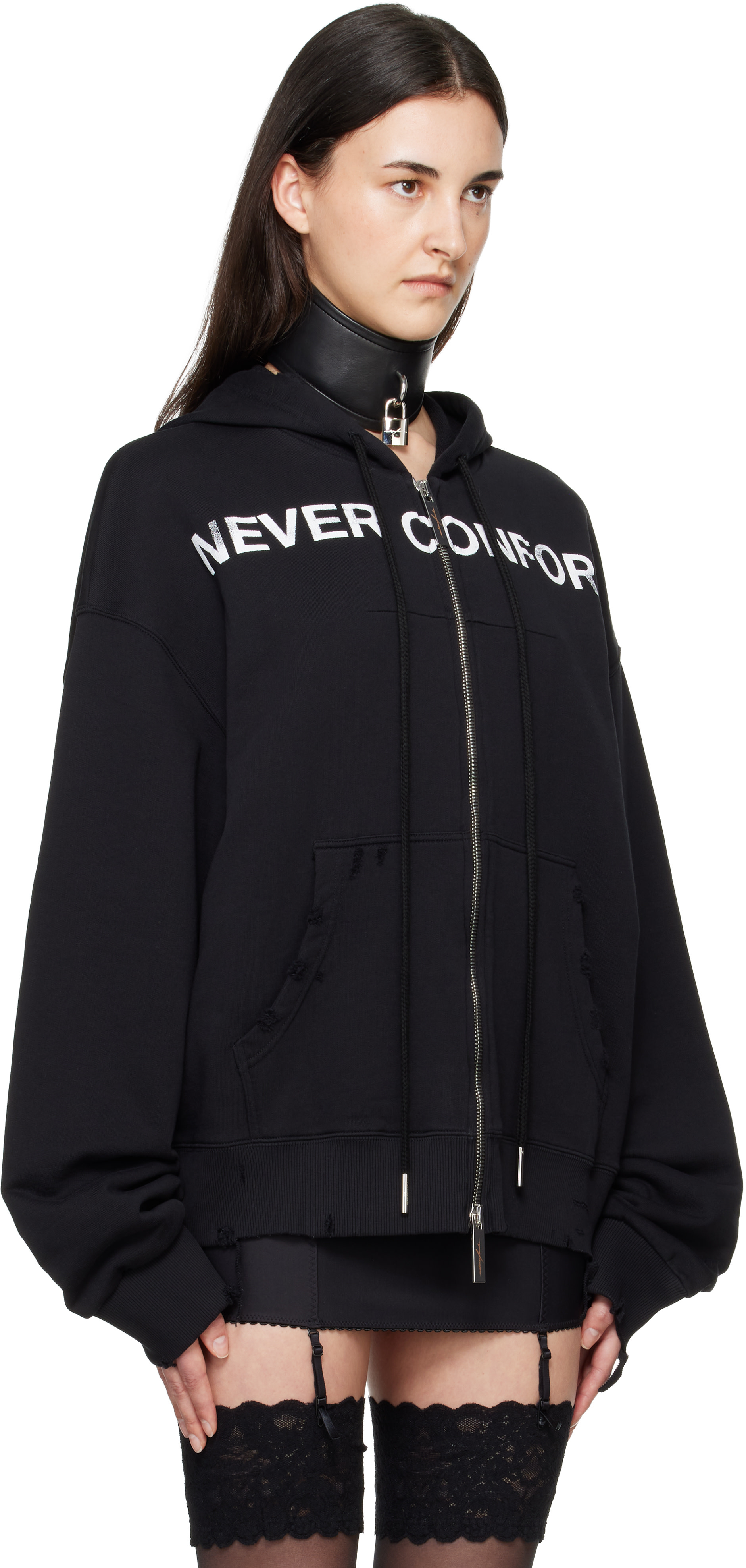 MATIÈRES FÉCALES - Pull à capuche 'Never Conform' noir