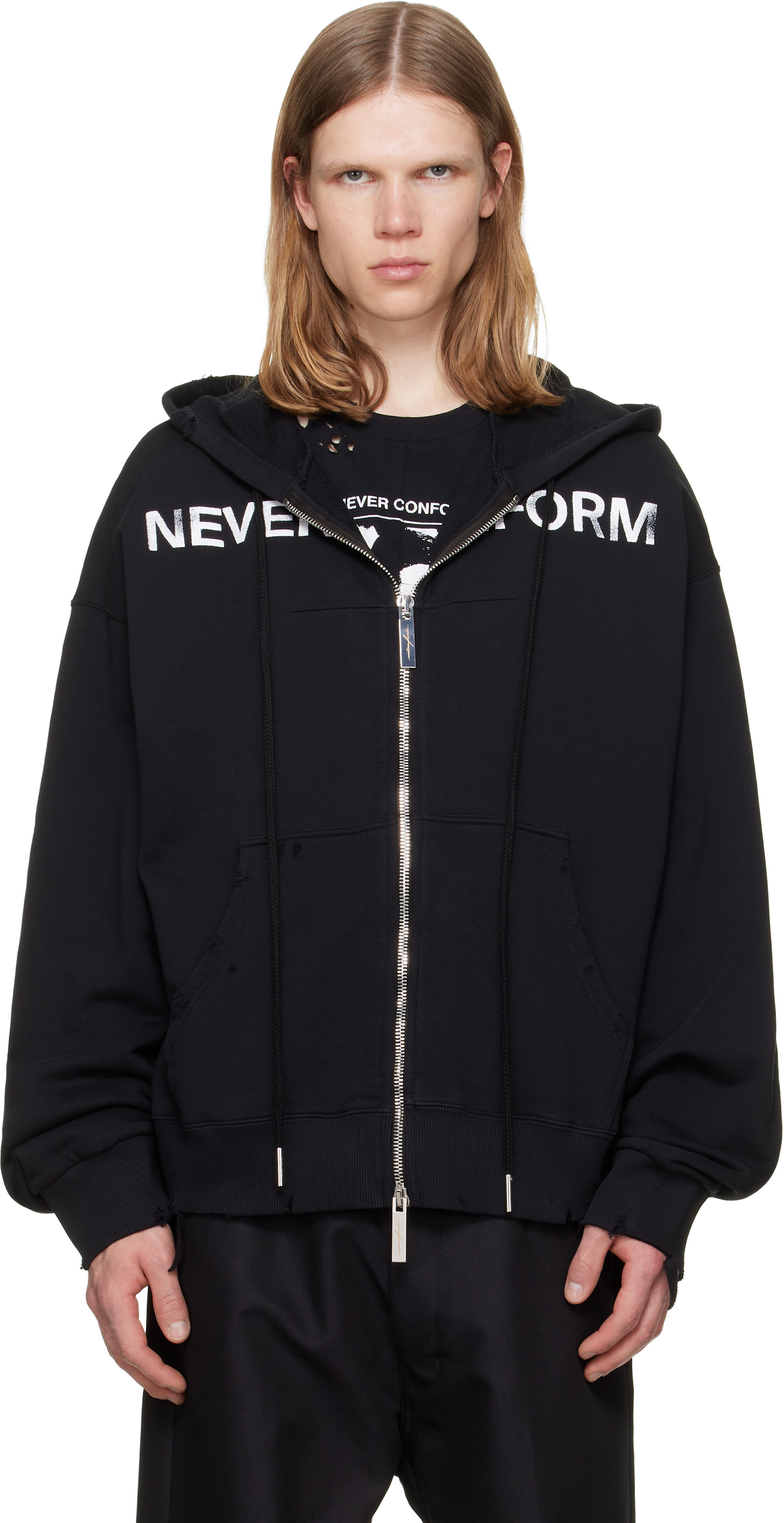 MATIÈRES FÉCALES - Pull à capuche 'Never Conform' noir