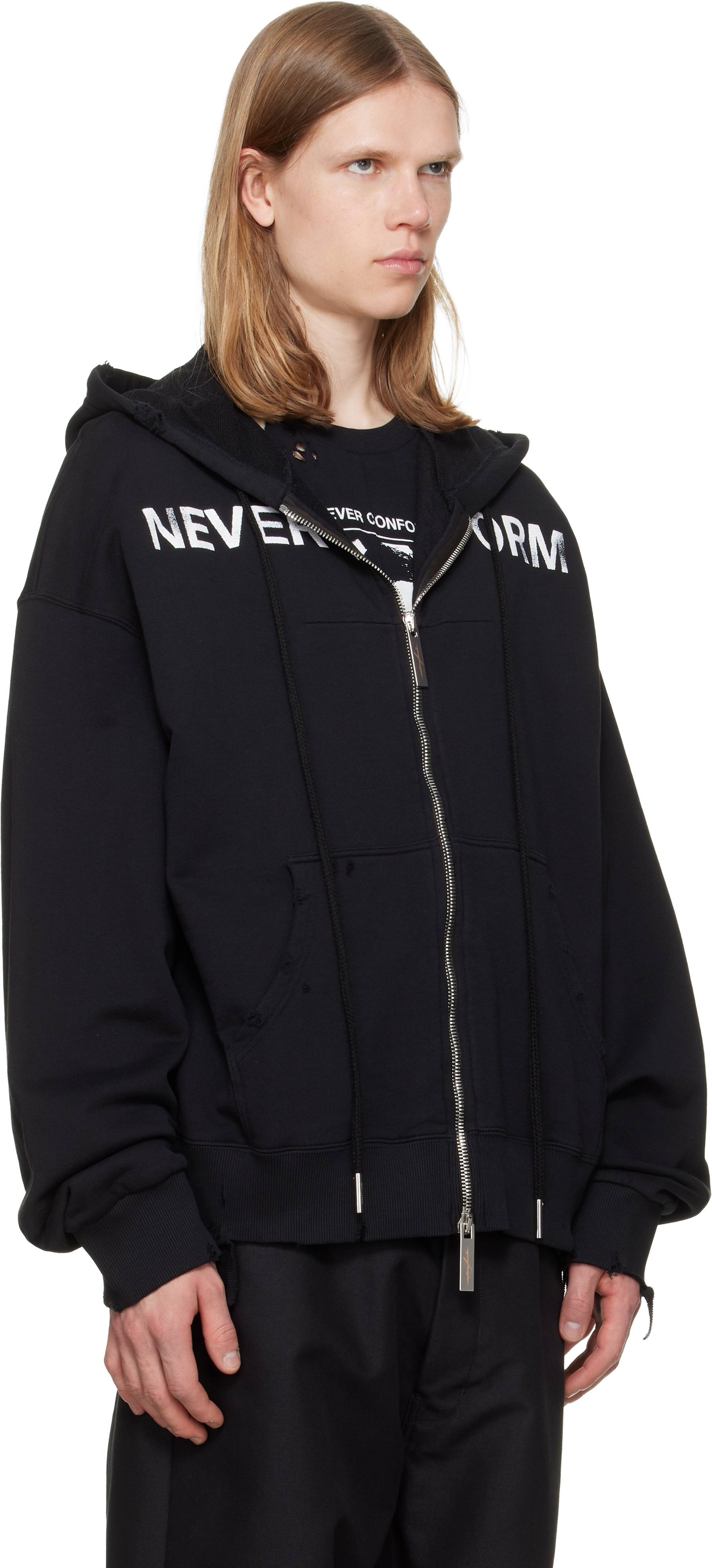 MATIÈRES FÉCALES - Pull à capuche 'Never Conform' noir
