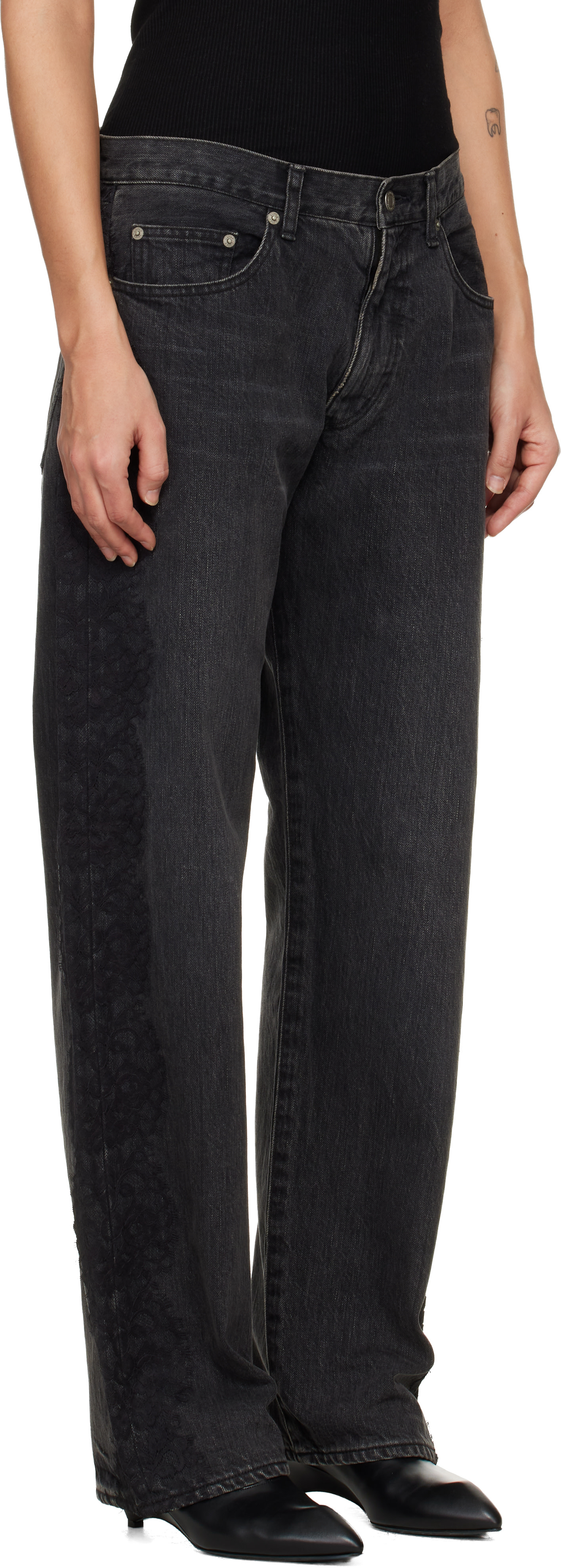 UNDERCOVER: Black Lace Jeans | SSENSE