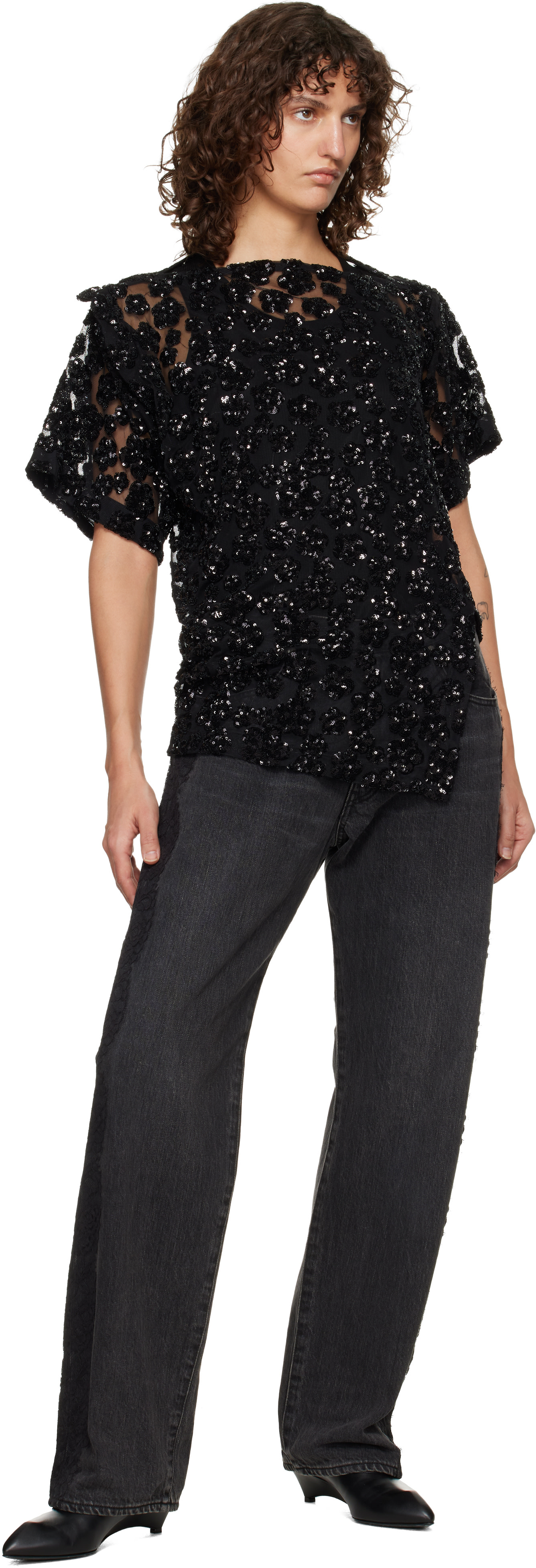 UNDERCOVER: Black Lace Jeans | SSENSE