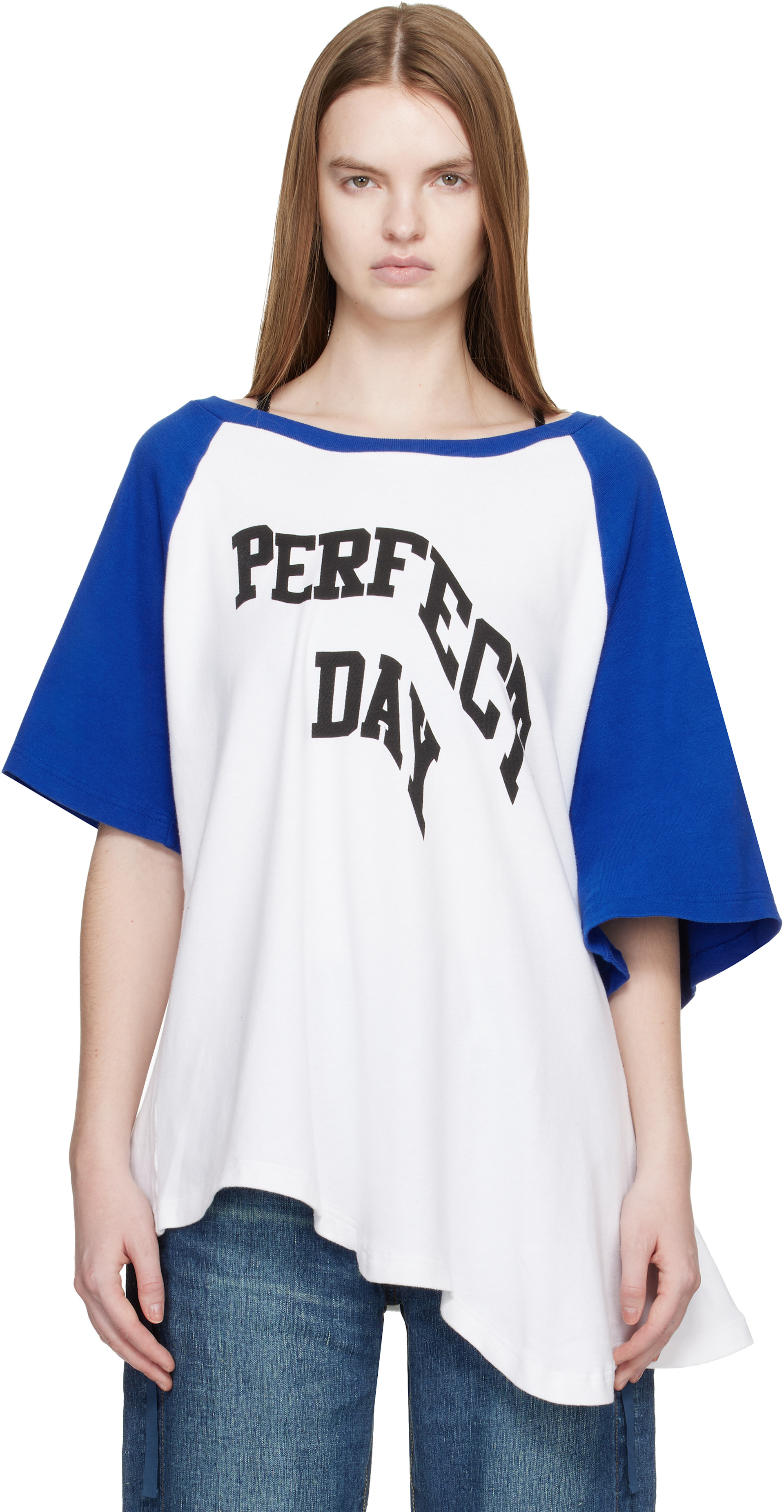 UNDERCOVER: White & Blue UC1E8805-2 'Perfect Day' T-shirt | SSENSE