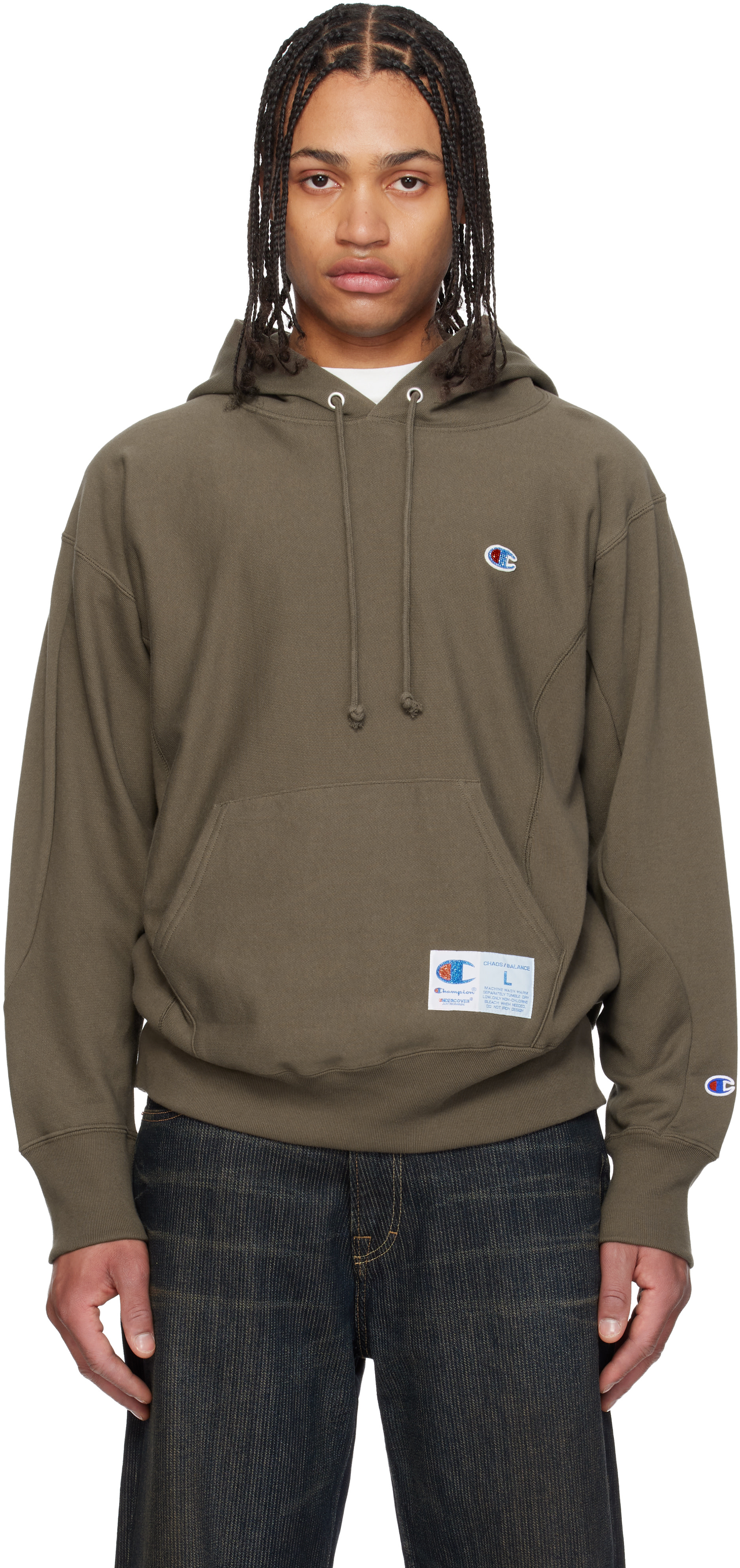 UNDERCOVER - Pull à capuche UC1F4802 kaki édition Champion