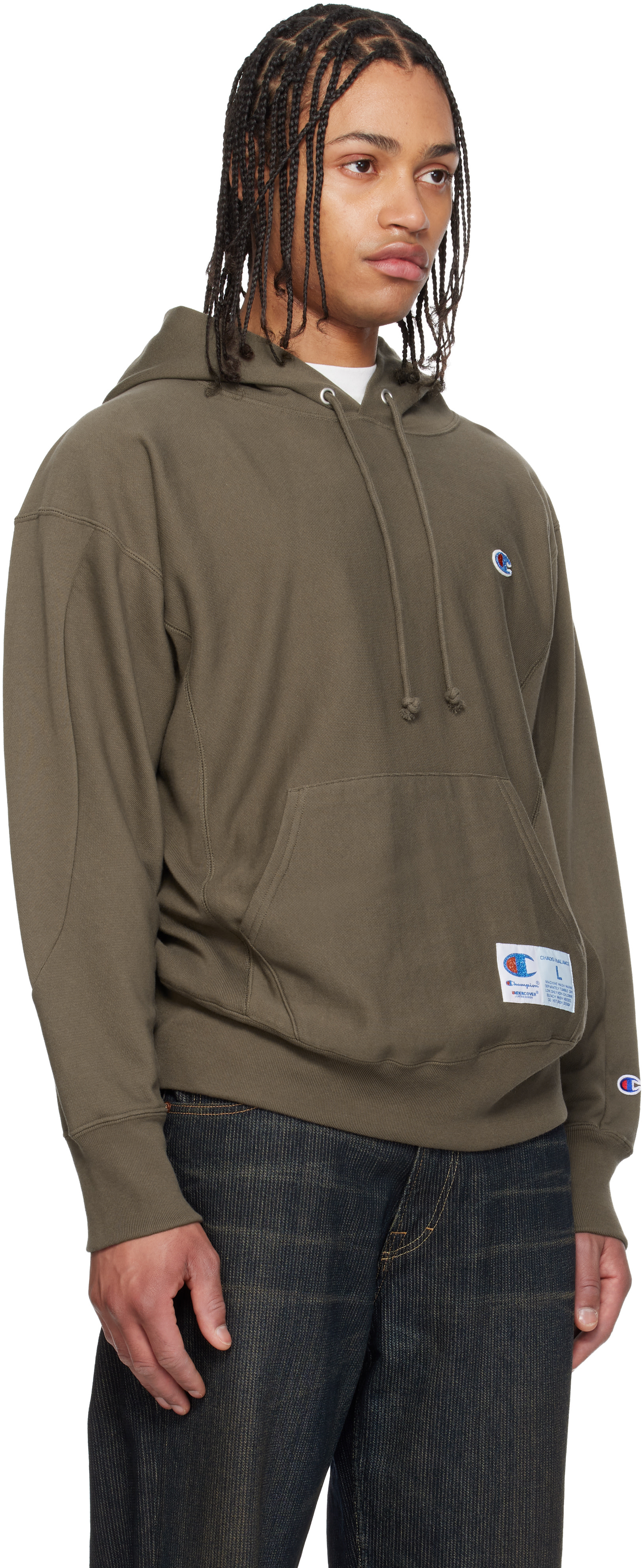 UNDERCOVER - Pull à capuche UC1F4802 kaki édition Champion