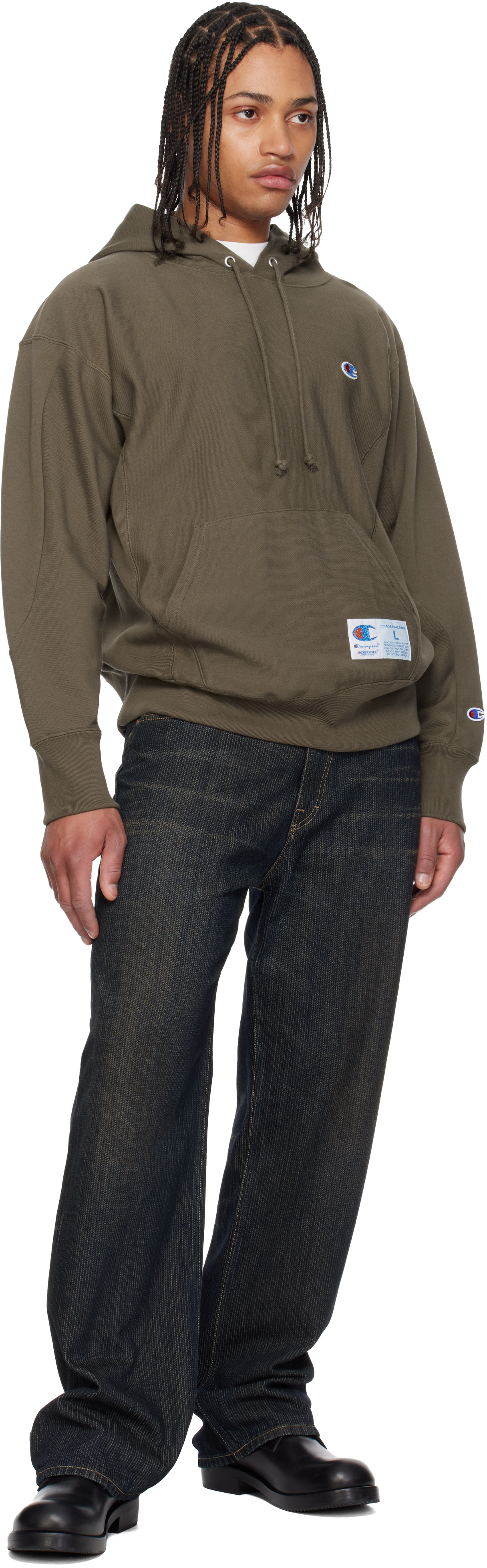 UNDERCOVER - Pull à capuche UC1F4802 kaki édition Champion