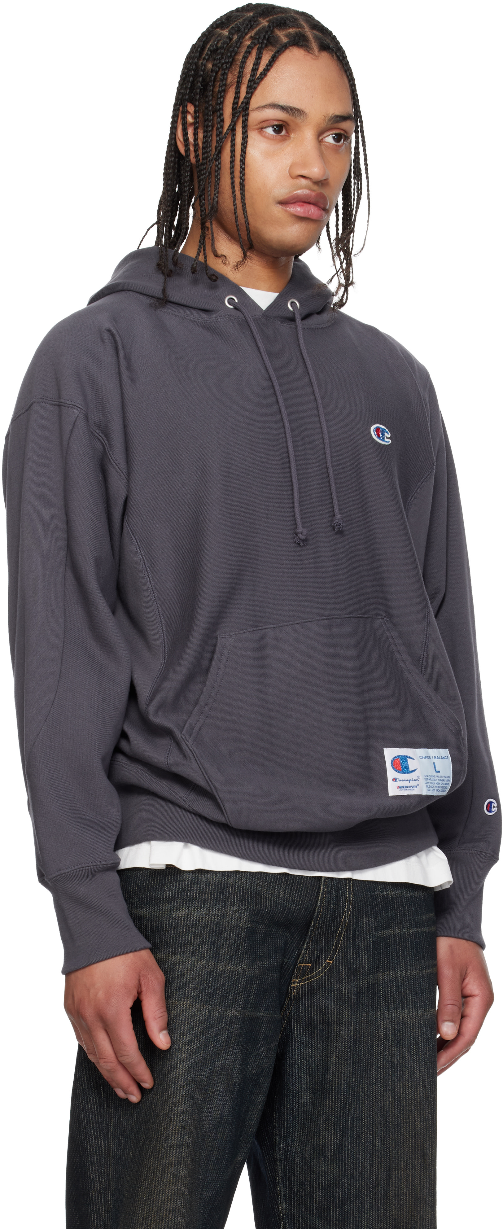 UNDERCOVER - Pull à capuche UC1F4802 gris édition Champion