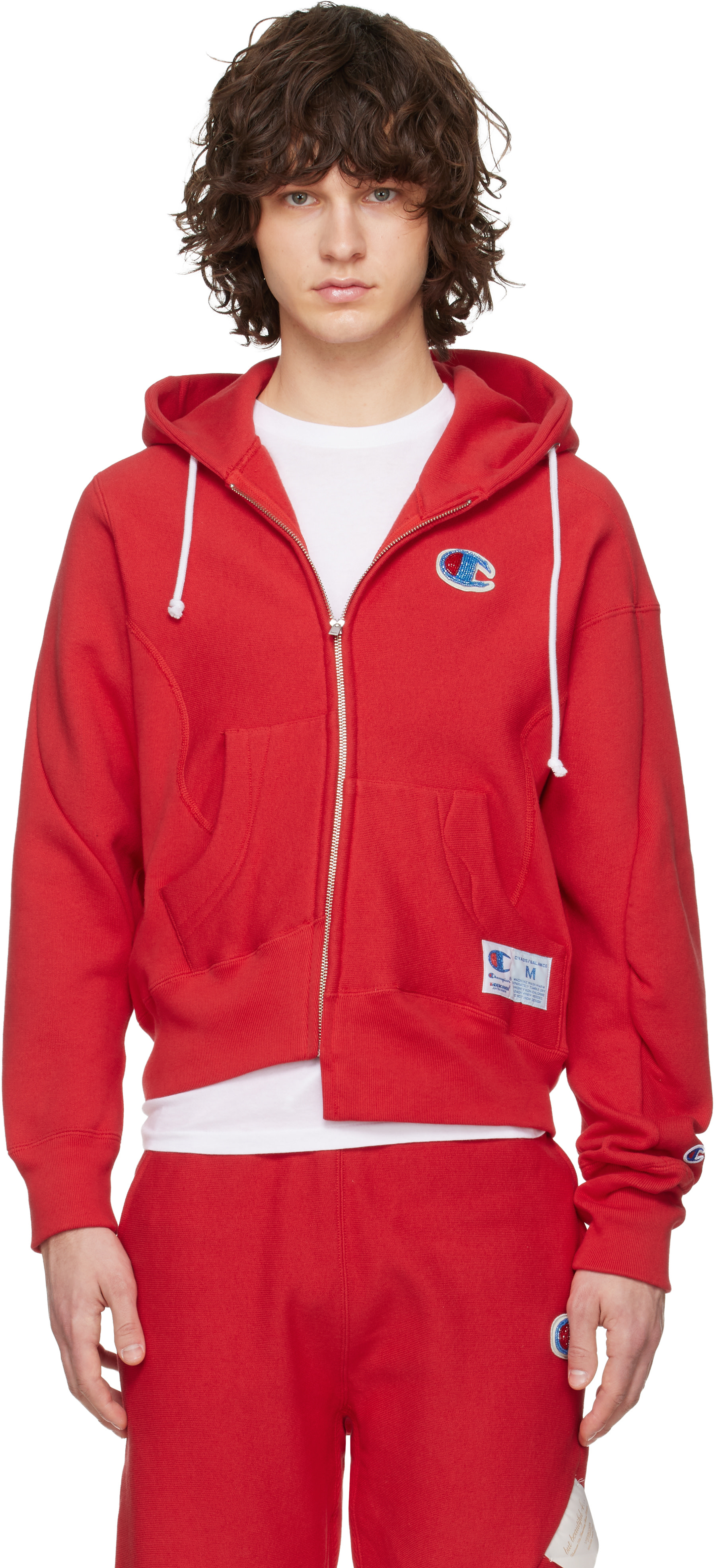 UNDERCOVER - Pull à capuche UC2E1802-1 rouge édition Champion