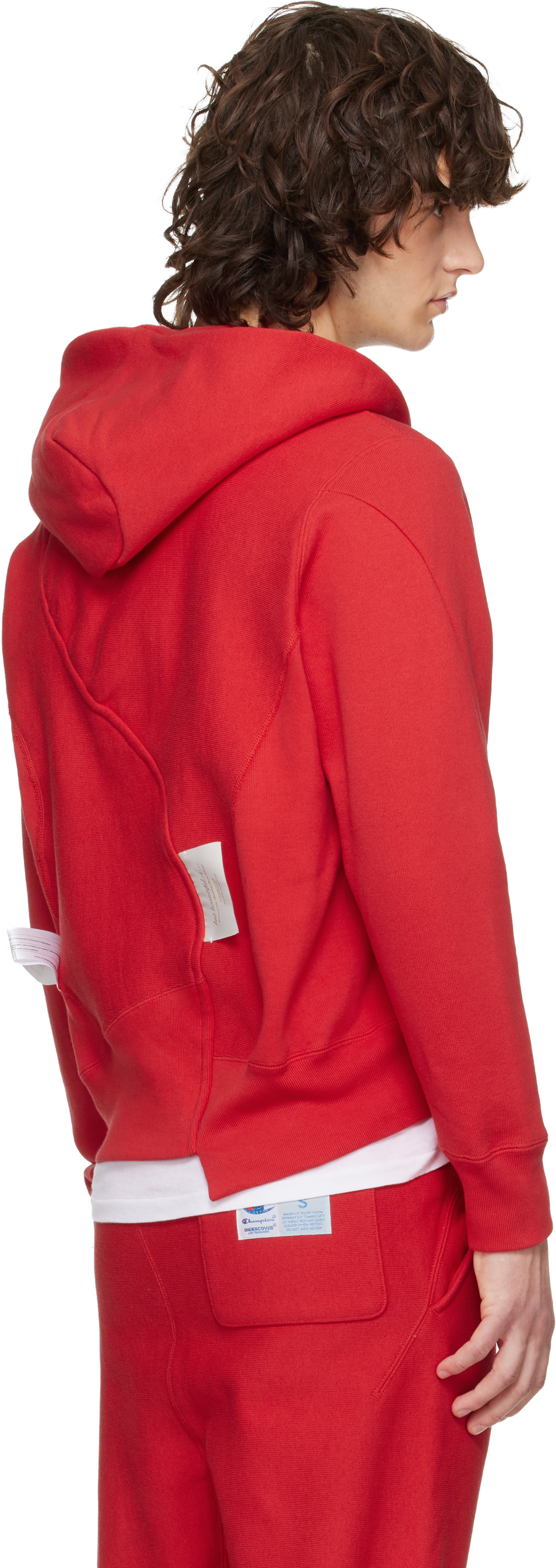 UNDERCOVER - Pull à capuche UC2E1802-1 rouge édition Champion